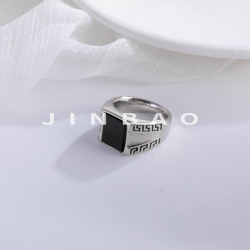 Classic Rectangular Gemstone Stainless Steel Ring for Men | BL177-JinBaoJewerly