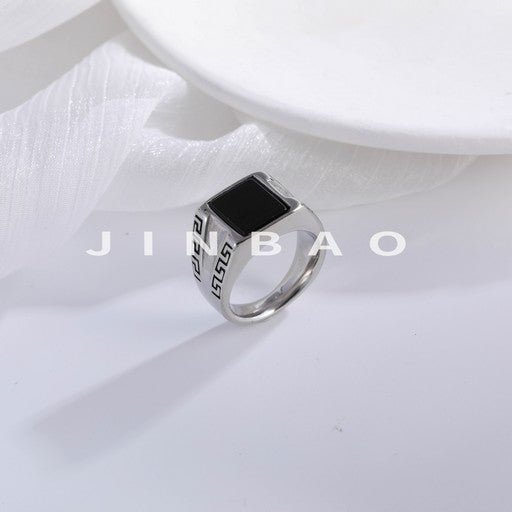 Classic Rectangular Gemstone Stainless Steel Ring for Men | BL177-JinBaoJewerly