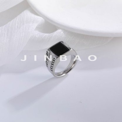 Classic Rectangular Gemstone Stainless Steel Ring for Men | BL177-JinBaoJewerly