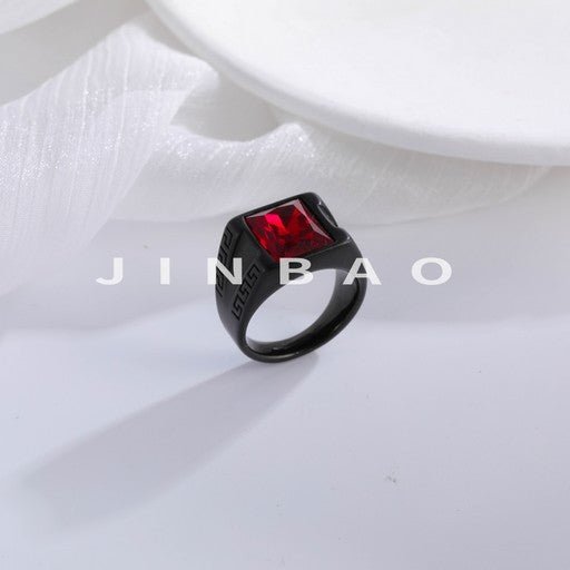 Classic Rectangular Gemstone Stainless Steel Ring for Men | BL177-JinBaoJewerly