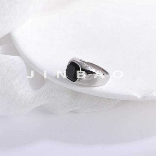 Classic Square Gemstone Ring Men's Two-Tone Gold & Silver Stainless Steel Ring | K002246-JinBaoJewerly