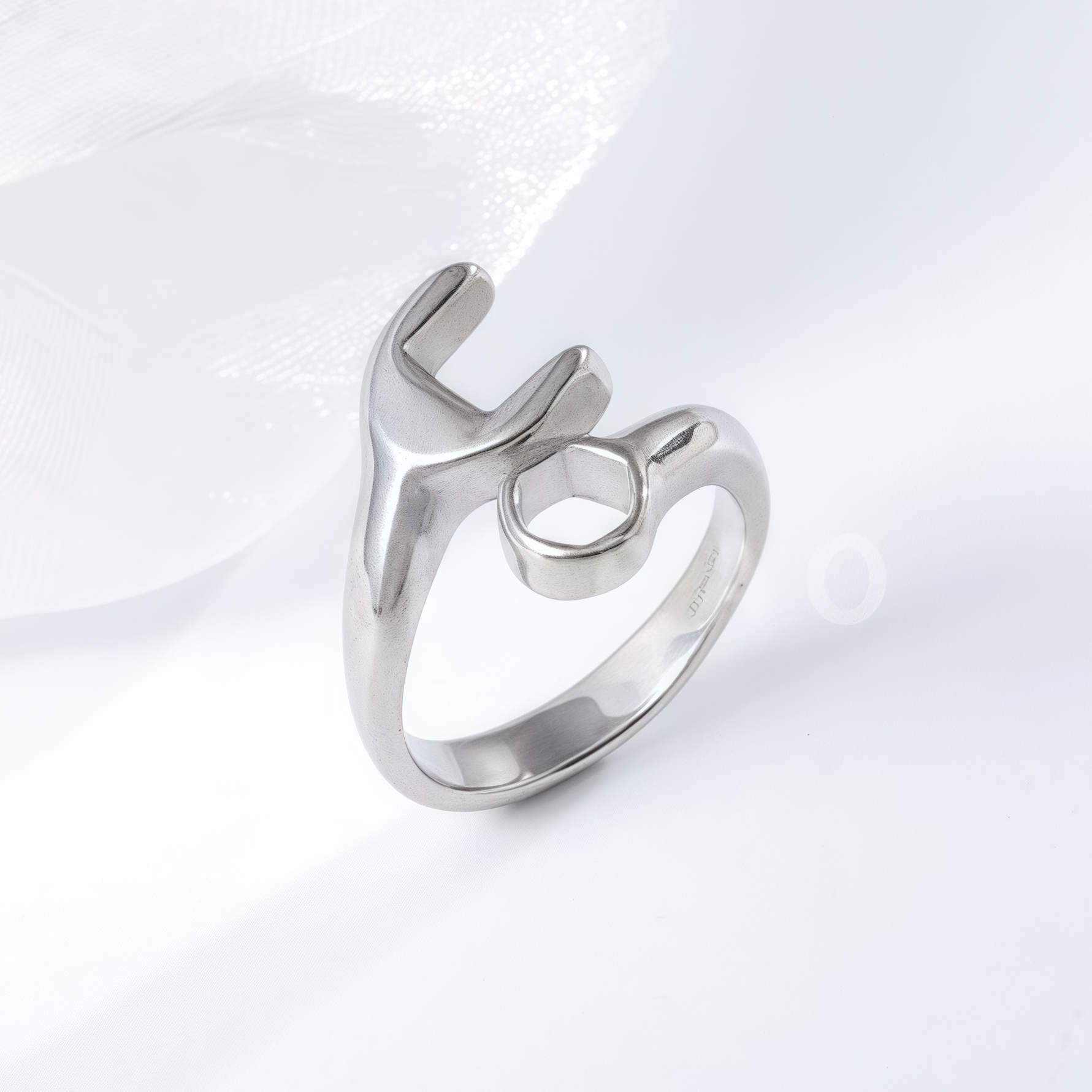 Creative Wrench Design Personalized Minimalist Stainless Steel Couple Ring | G00552-JinBaoJewerly