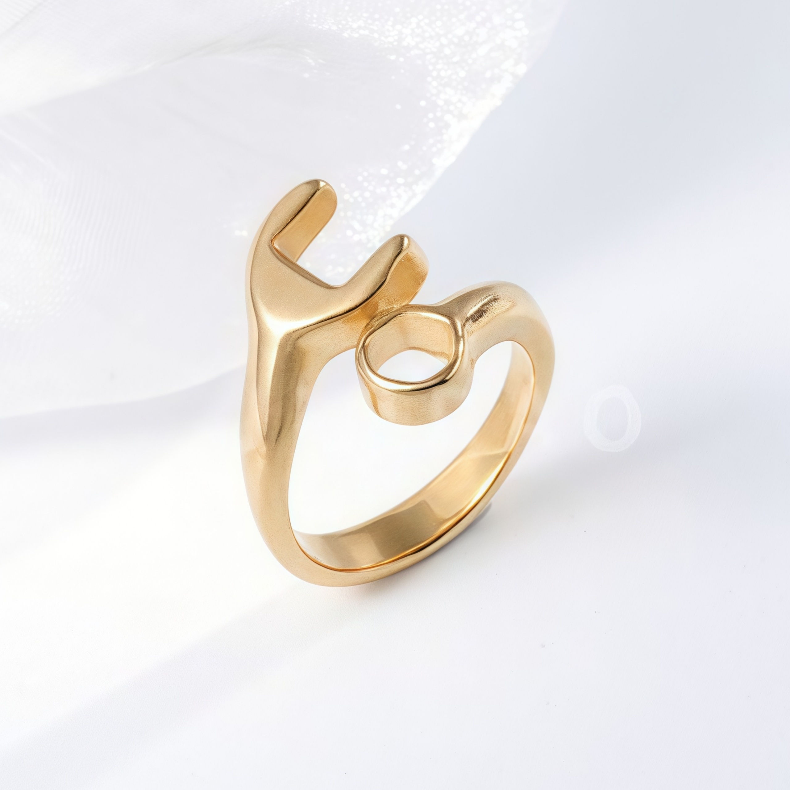 Creative Wrench Design Personalized Minimalist Stainless Steel Couple Ring | G00552-JinBaoJewerly