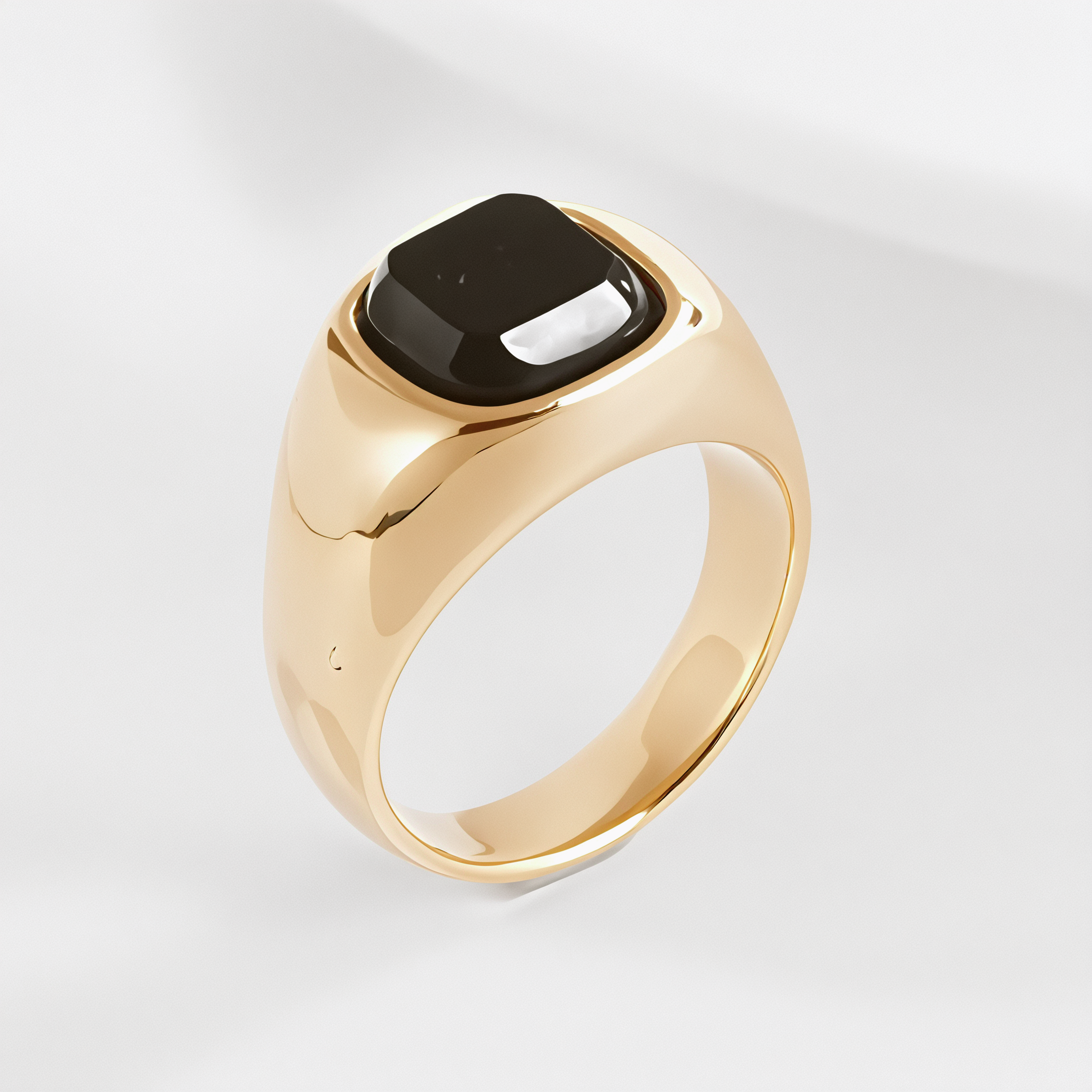 Classic Square Gemstone Ring Men's Two-Tone Gold & Silver Stainless Steel Ring | K002246-JinBaoJewerly