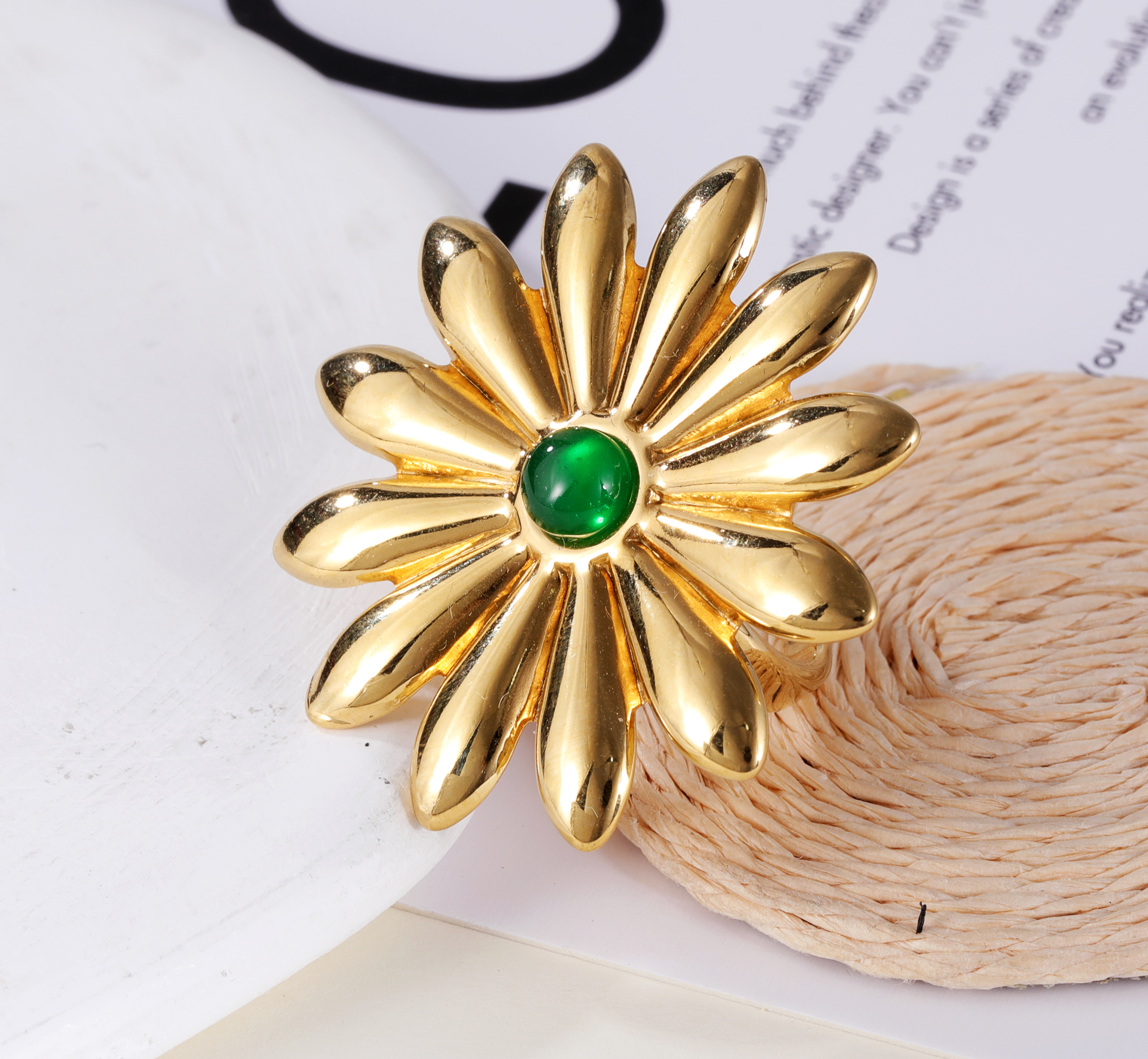 Green Petal Ring - Creative Jewelry for Women | G005546-JinBaoJewerly