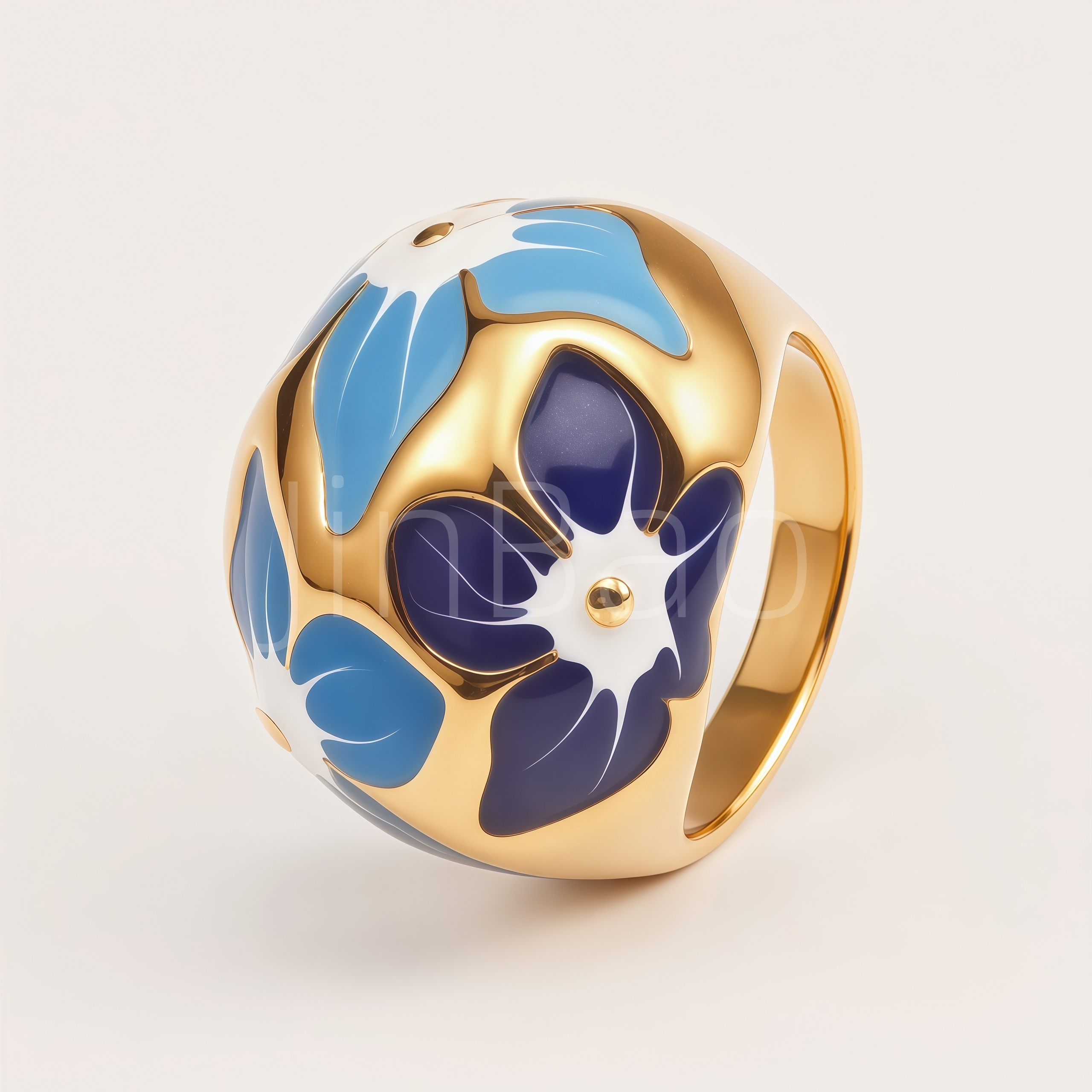 Multicolor Flower Enamel Sphere Dome Chunky Women's Ring | 
