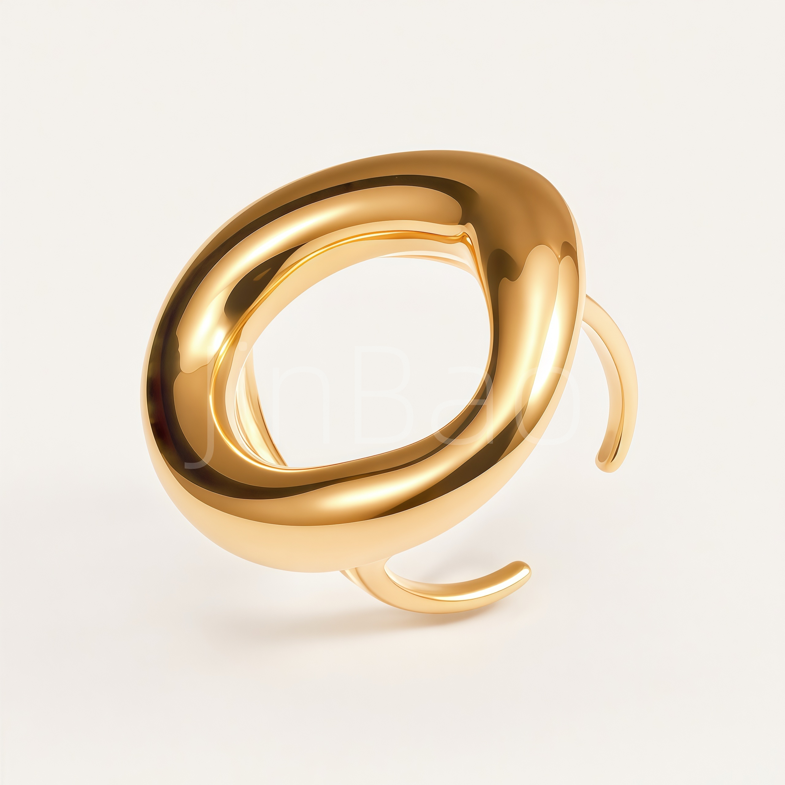 Smooth Polished Fluid Geometric Open Stainless Steel Women Ring | E00486