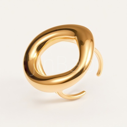 Smooth Polished Fluid Geometric Open Stainless Steel Women Ring | E00486