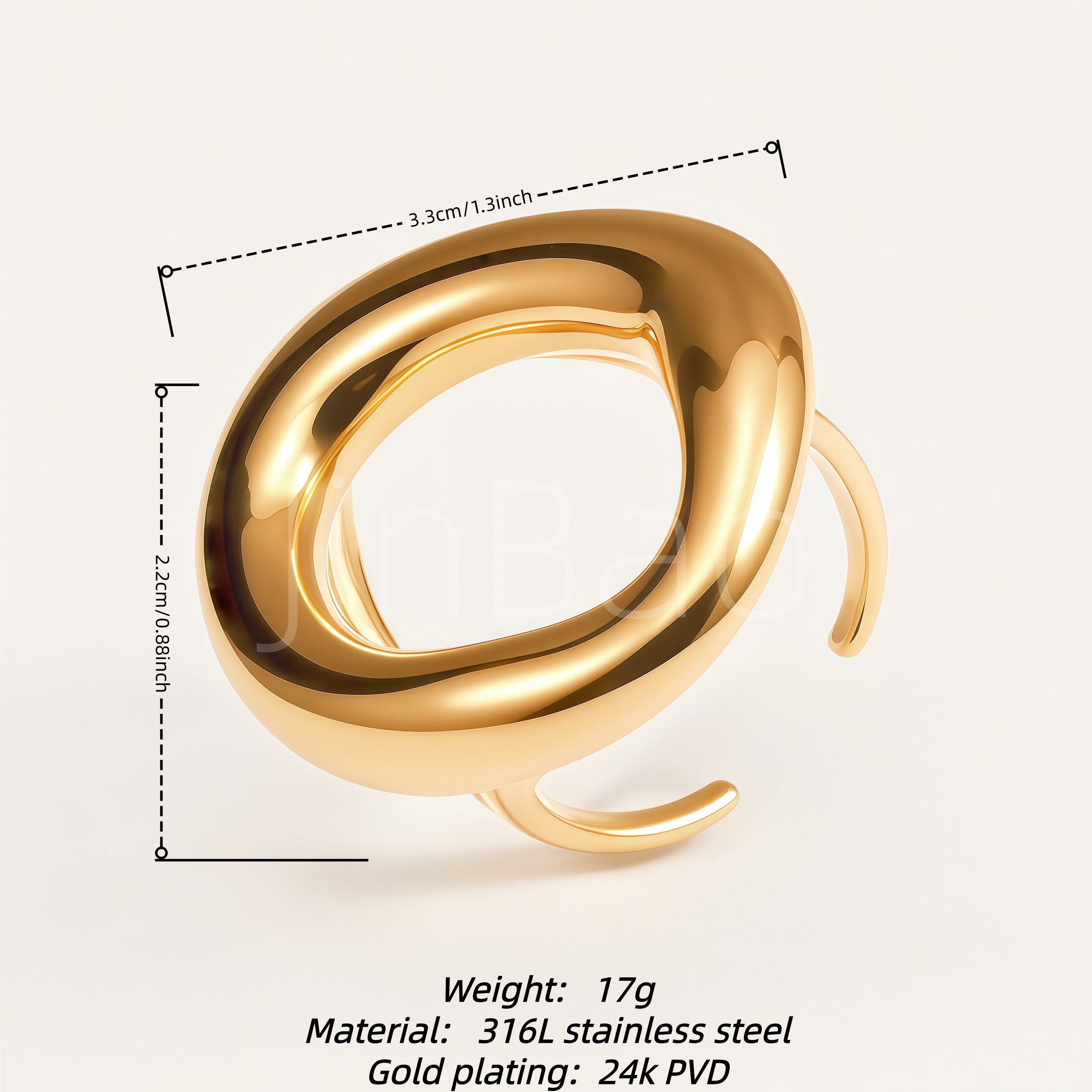 Smooth Polished Fluid Geometric Open Stainless Steel Women Ring | E00486