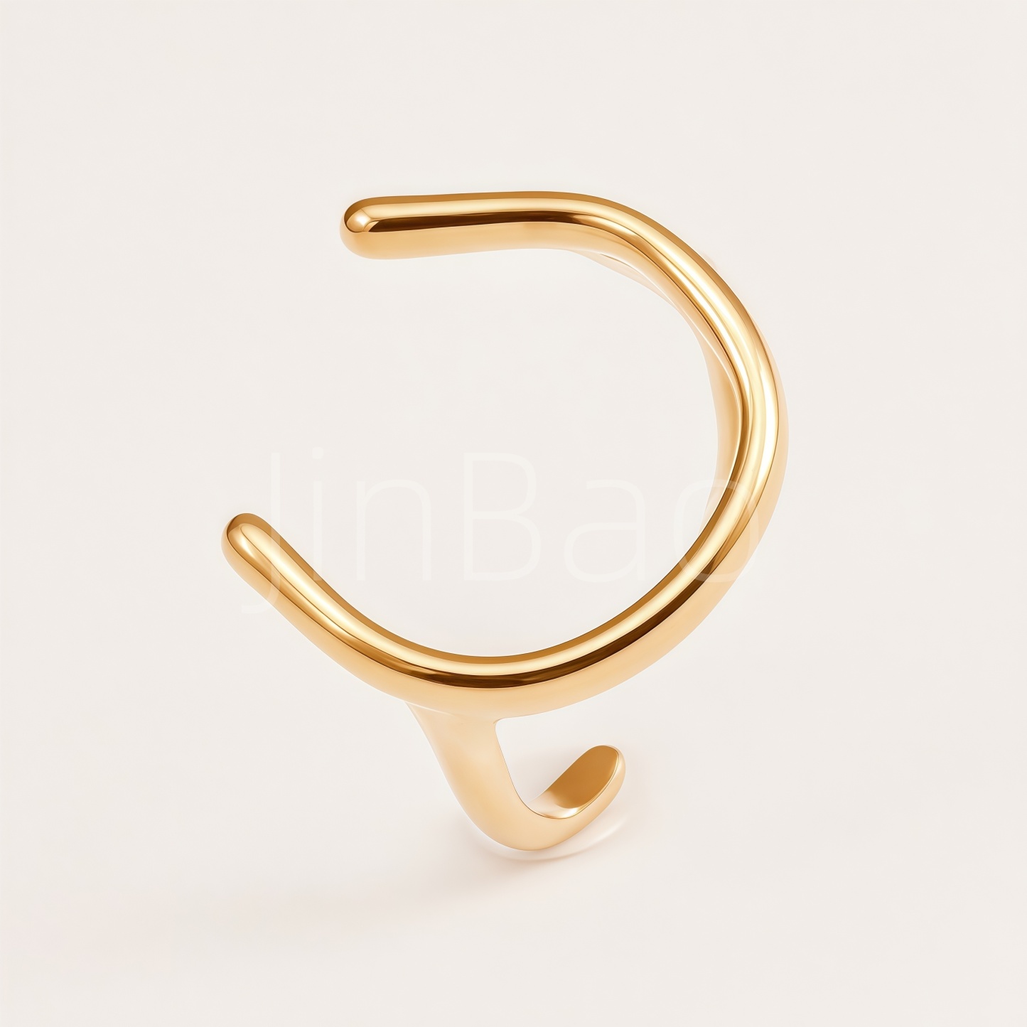Minimalist Abstract Hook Geometric Open Cuff Ring for Women | E00491