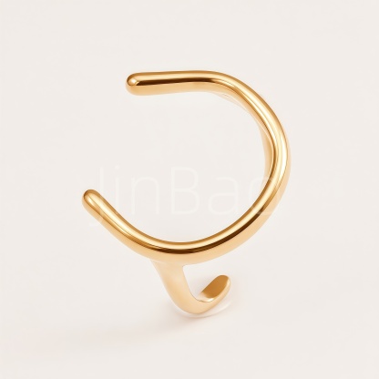 Minimalist Abstract Hook Geometric Open Cuff Ring for Women | E00491