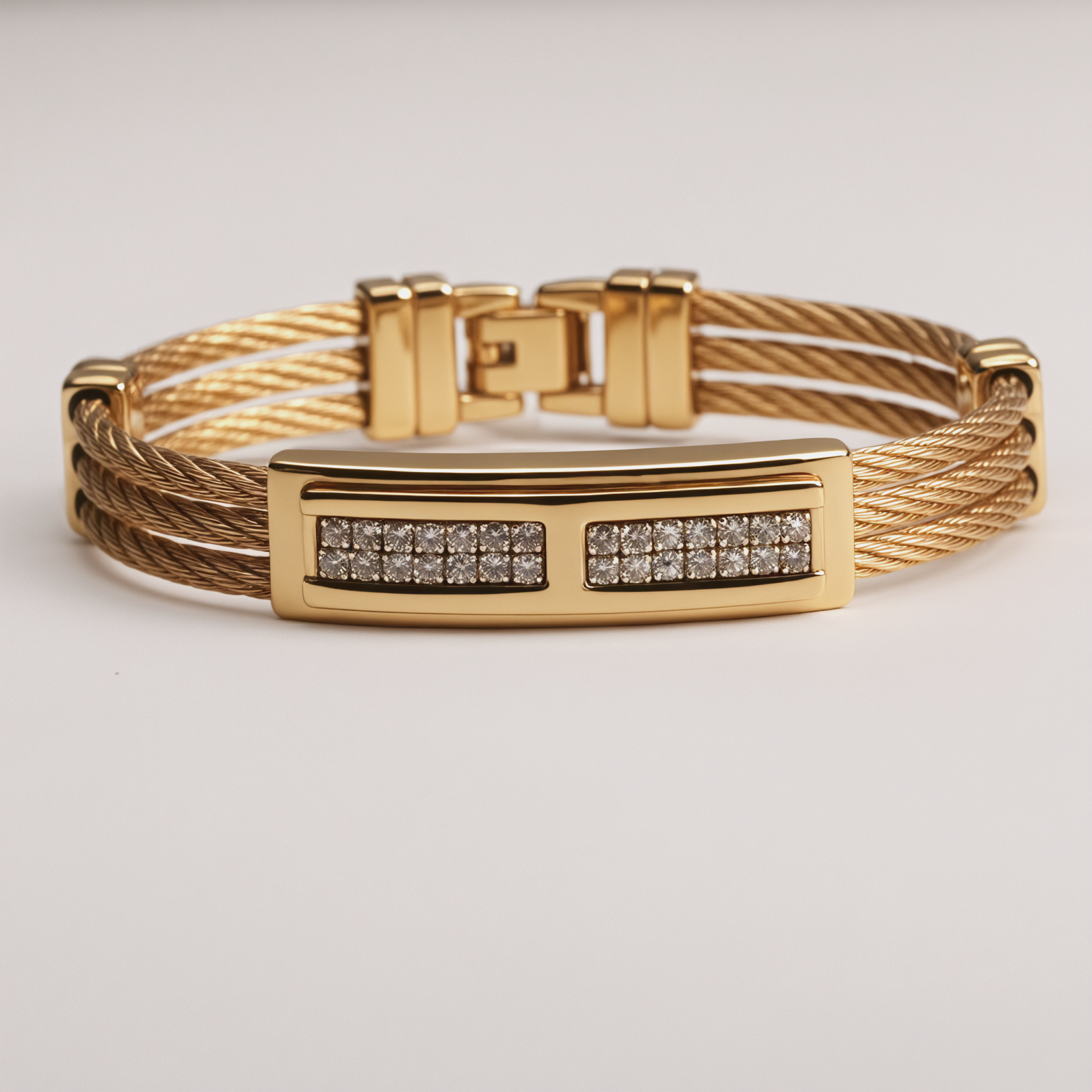 Women's Classic Luxury Rose Gold Tone Square Cut Crystal Stretch Tennis Bracelet