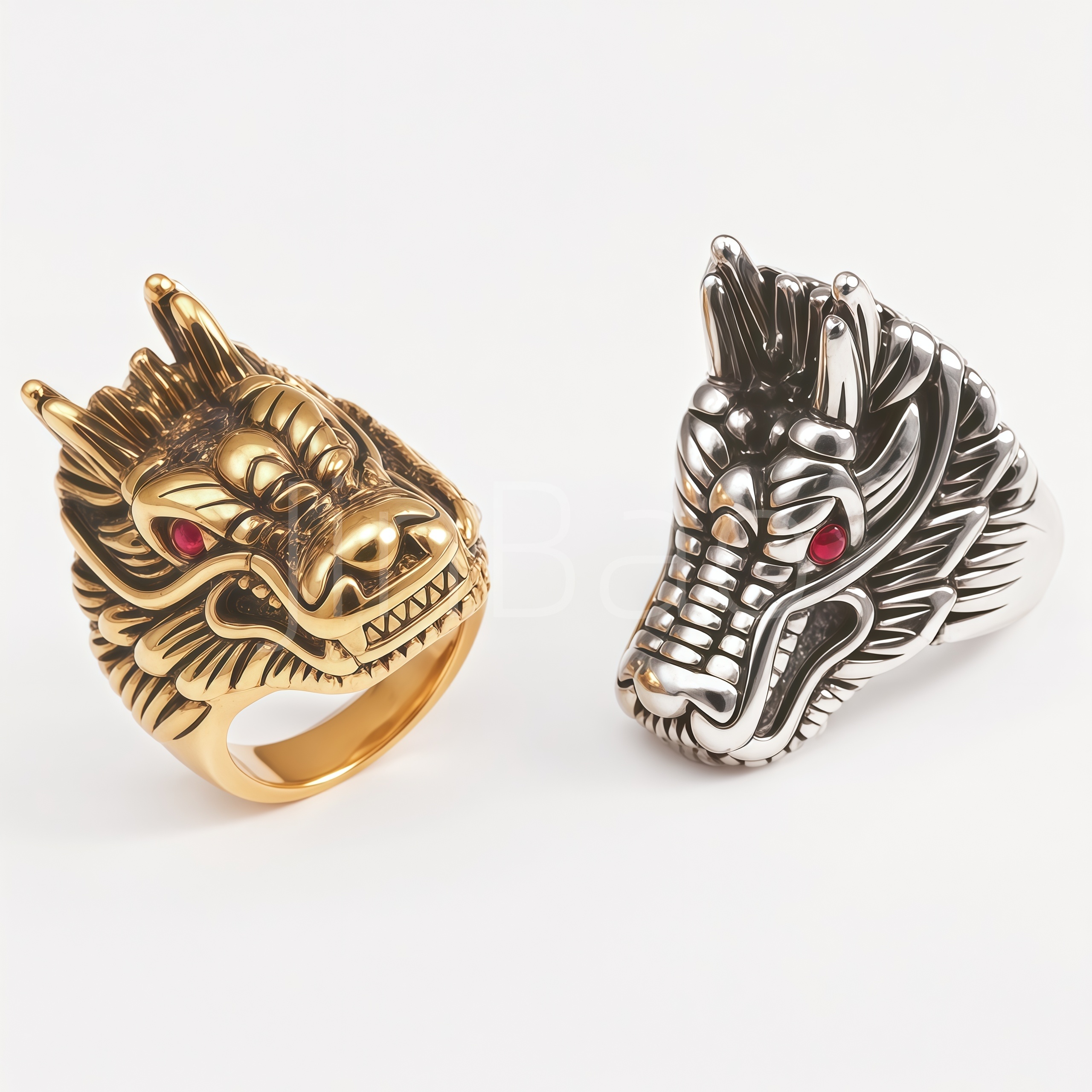 Retro 3D Dragon Head Stainless Steel Men Finger Ring | 