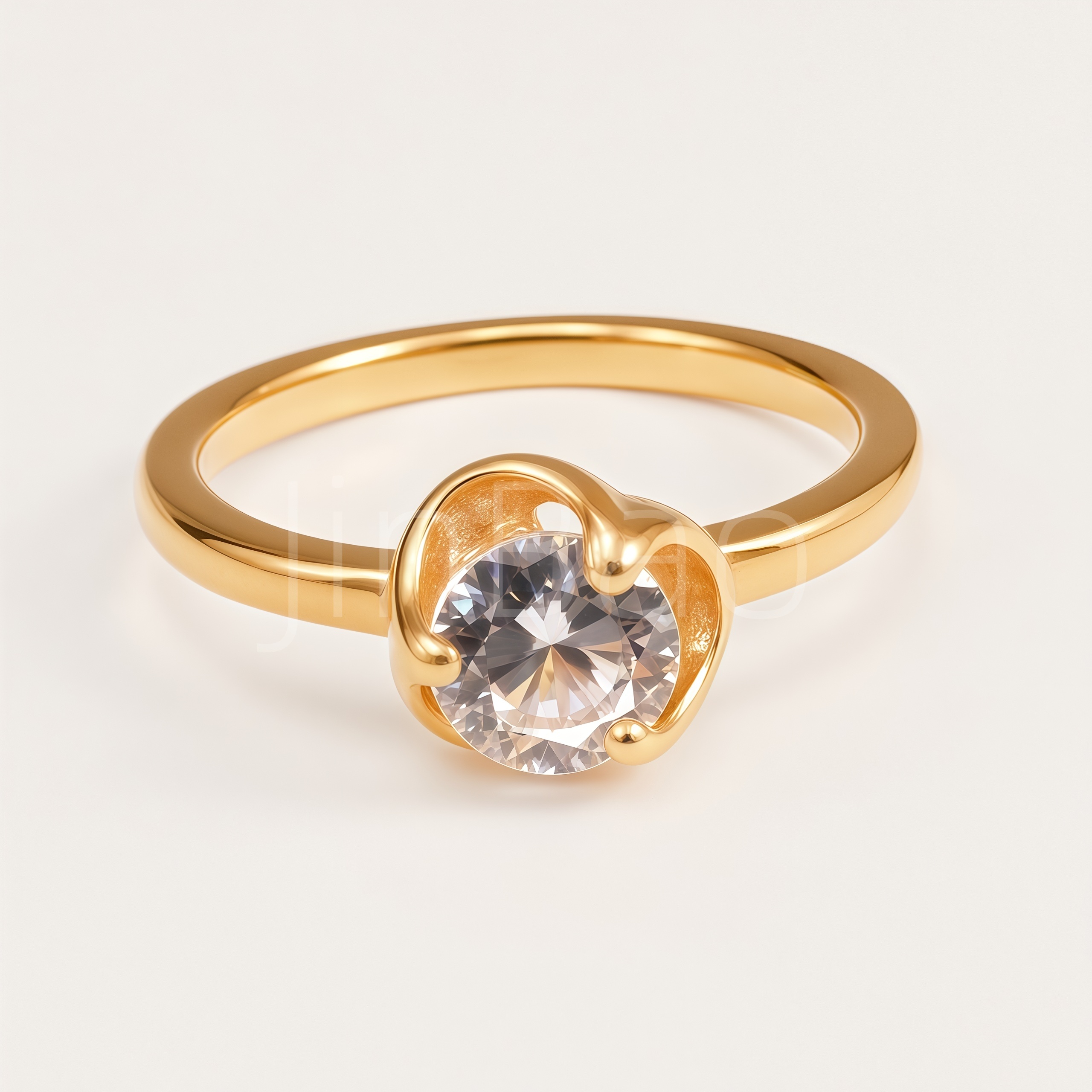 Dainty Single Stone Gold Tone Stainless Steel Women Promise Ring | E00521