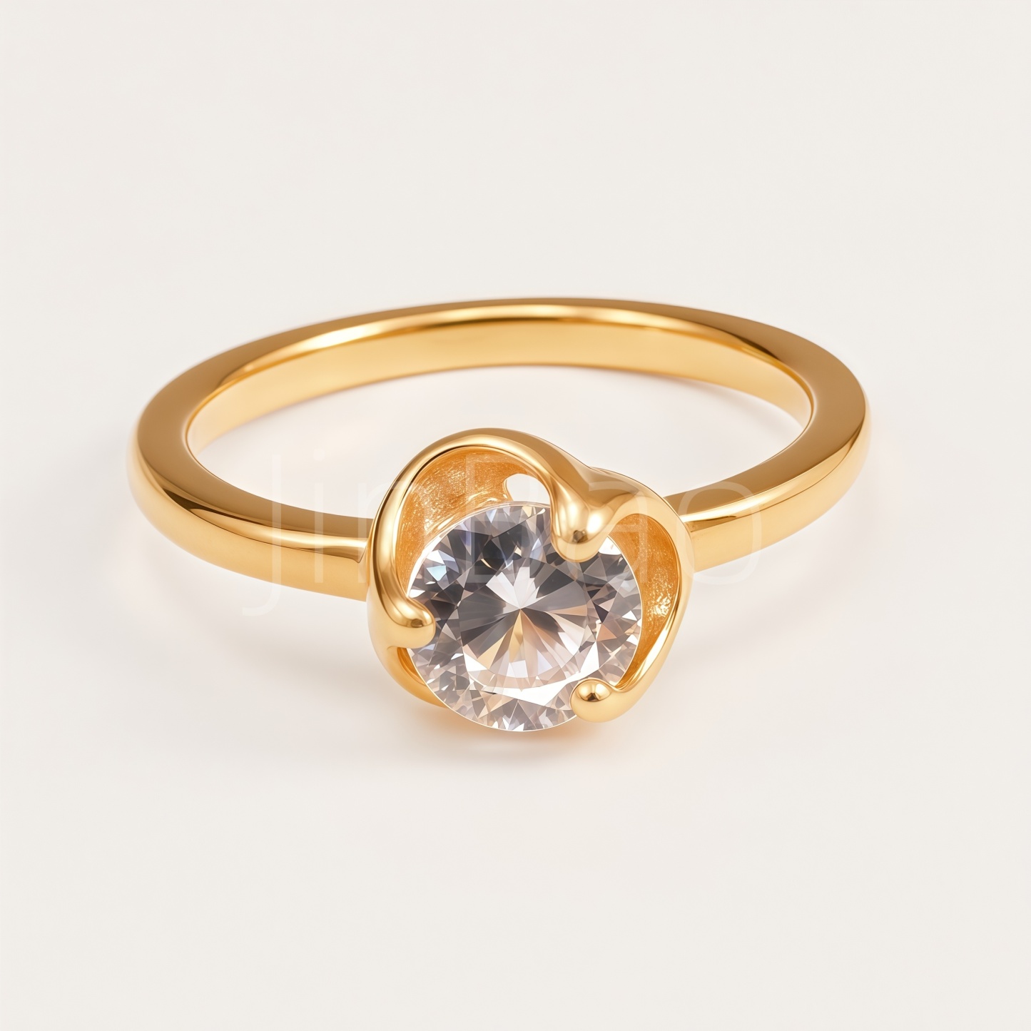 Dainty Single Stone Gold Tone Stainless Steel Women Promise Ring | E00521