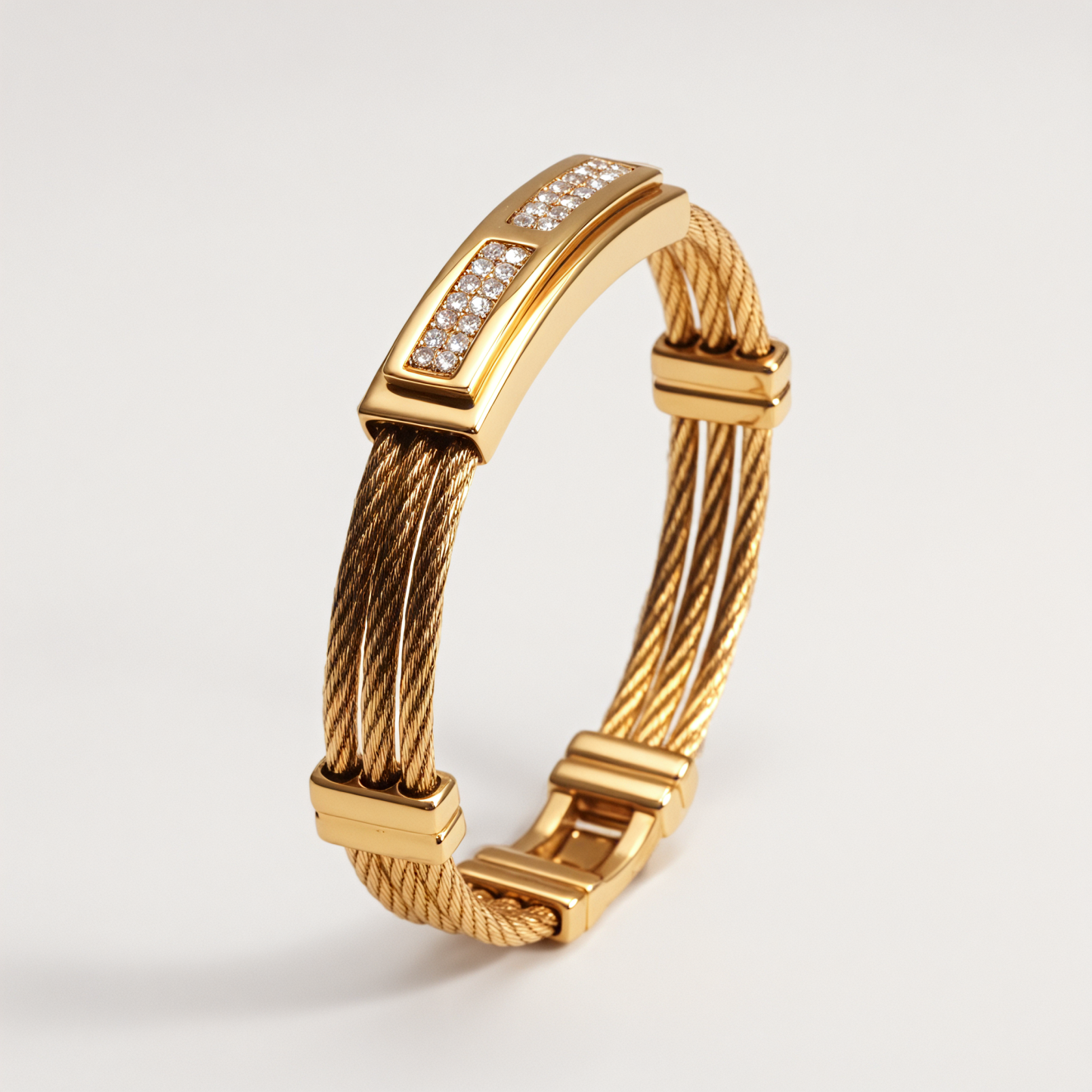 Women's Classic Luxury Rose Gold Tone Square Cut Crystal Stretch Tennis Bracelet