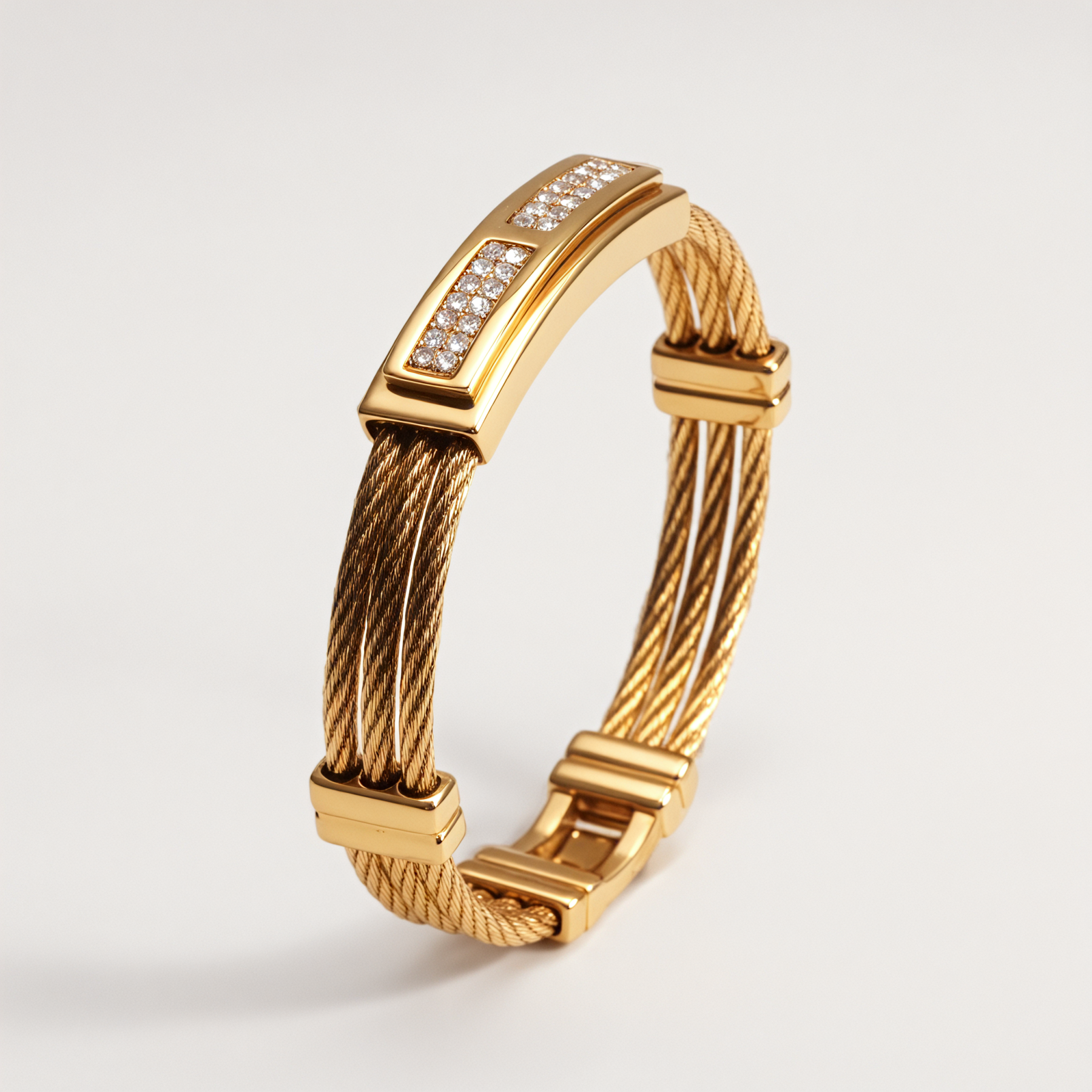 Women's Classic Luxury Rose Gold Tone Square Cut Crystal Stretch Tennis Bracelet