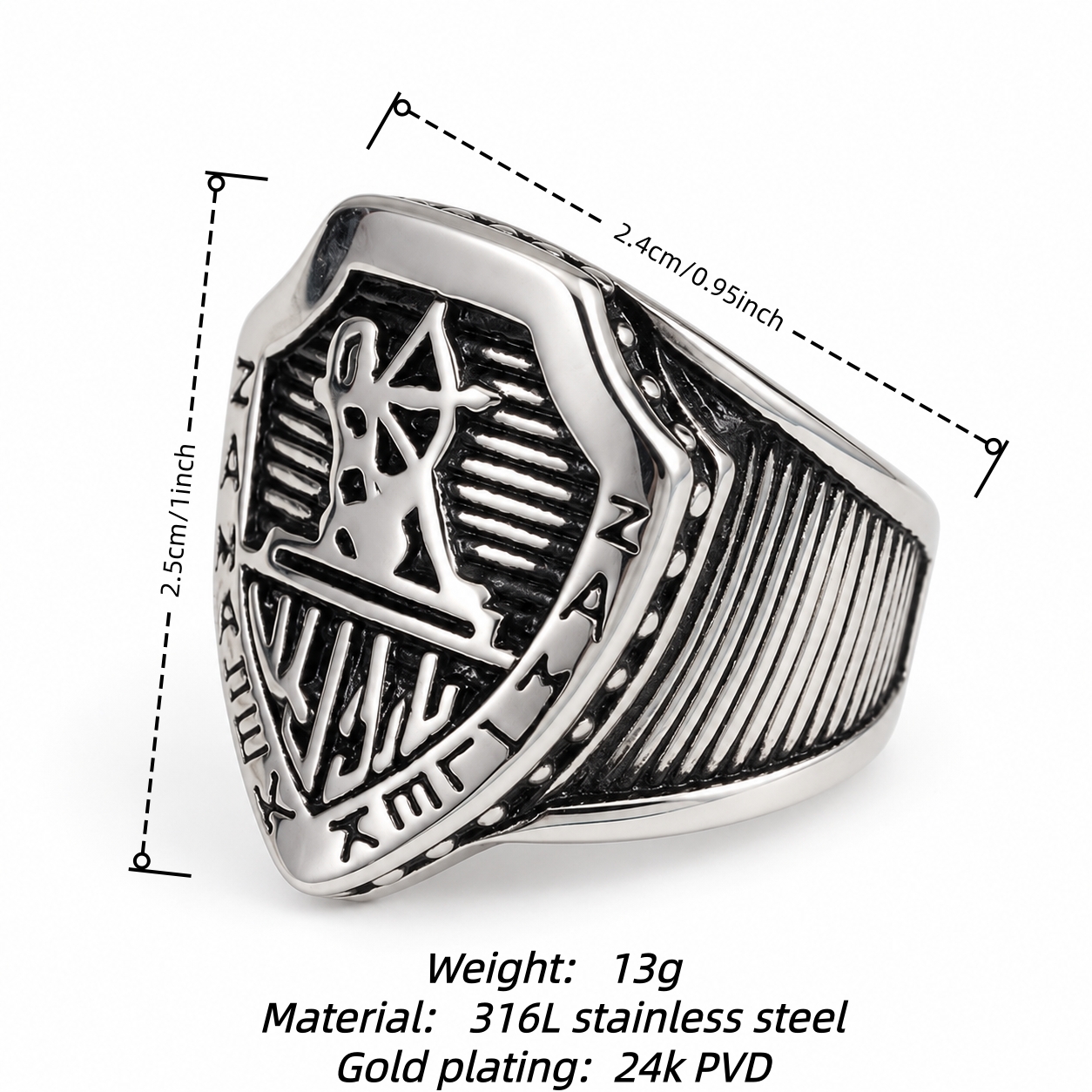 Vintage Shield Crest Silver Signet Ring for Men | 