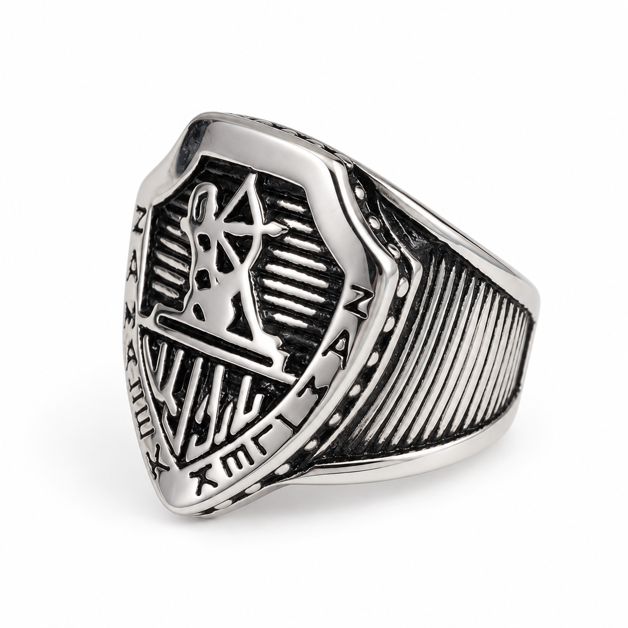 Vintage Shield Crest Silver Signet Ring for Men | 