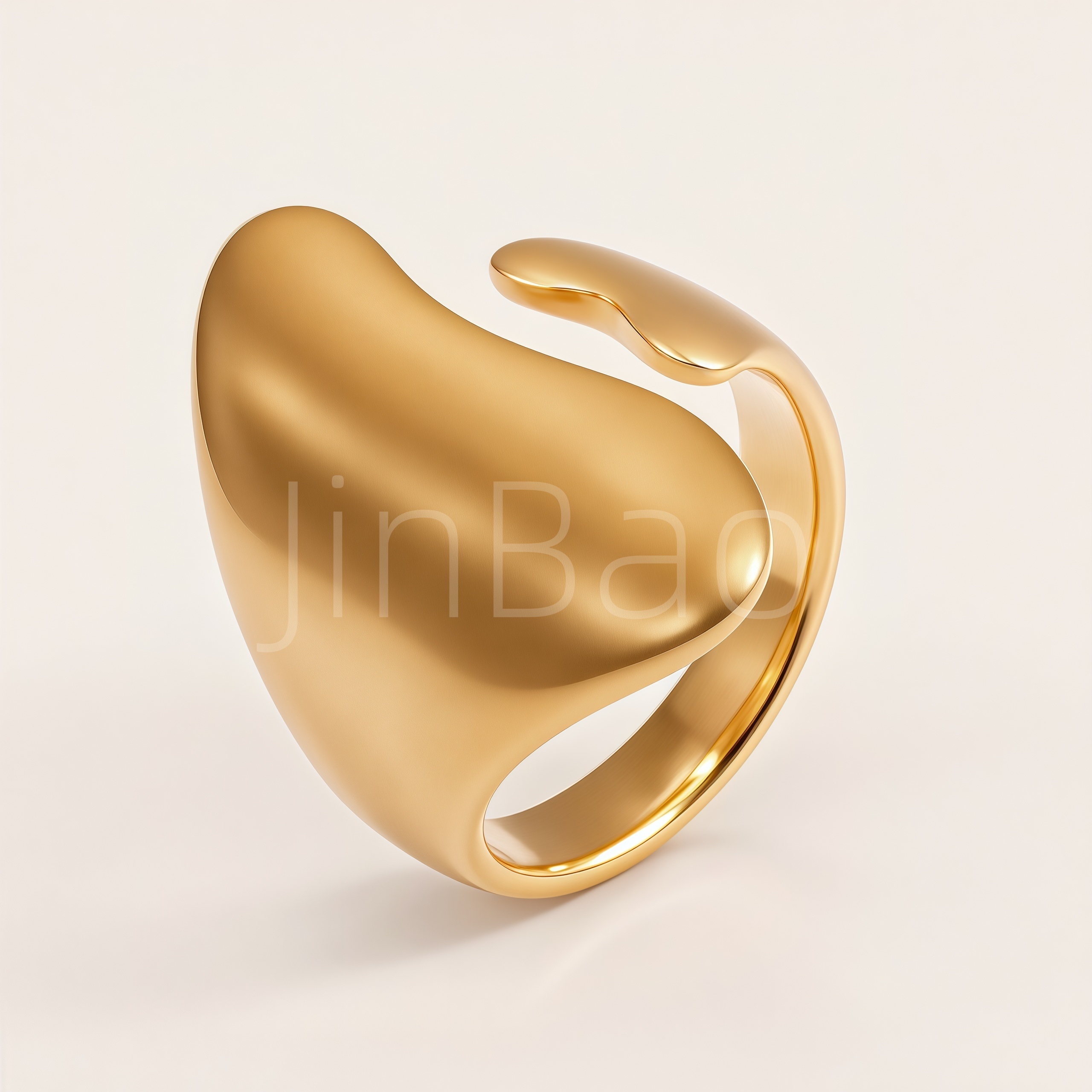 Asymmetric Pebble Fluid Open Cuff Statement Ring for Women | E00502