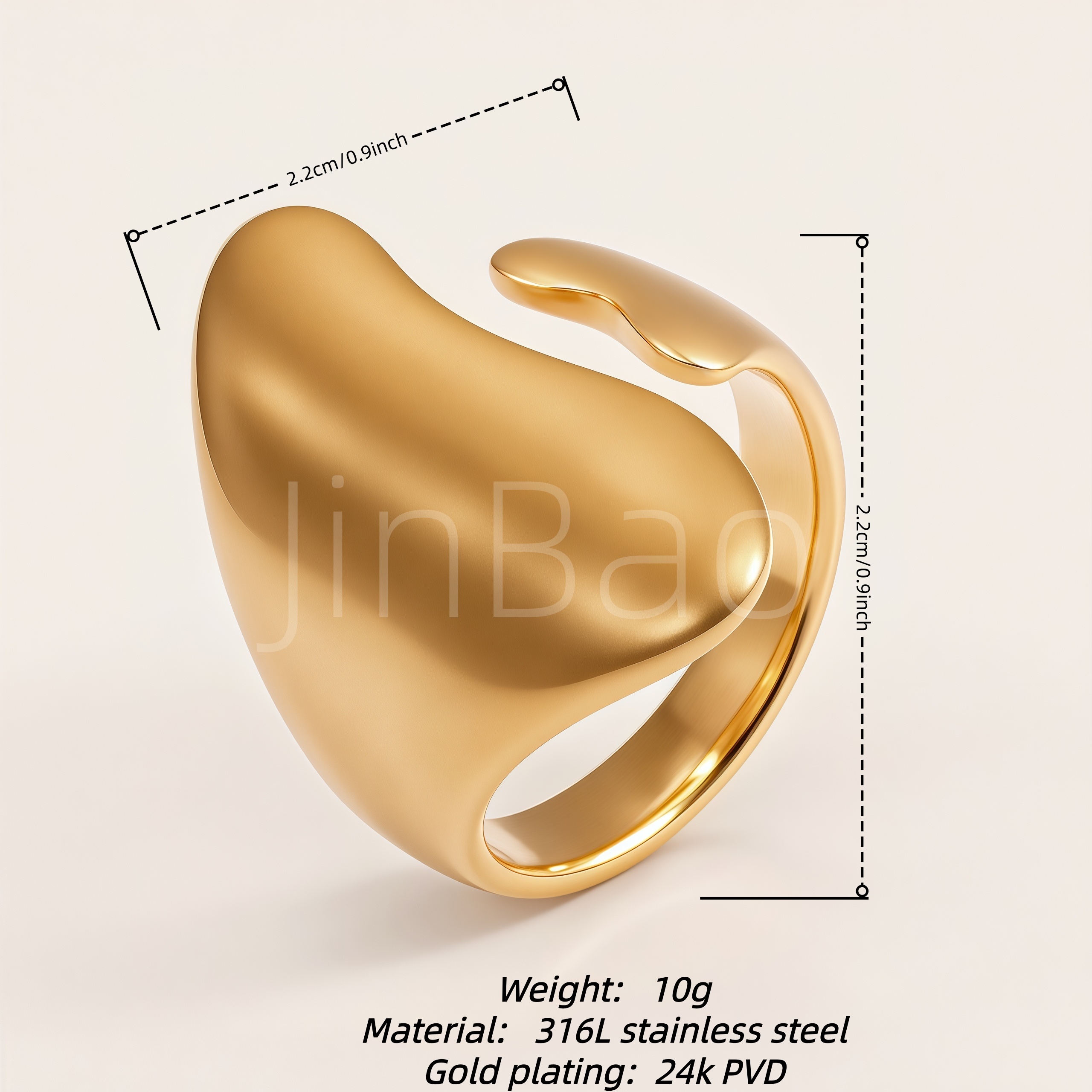 Asymmetric Pebble Fluid Open Cuff Statement Ring for Women | E00502