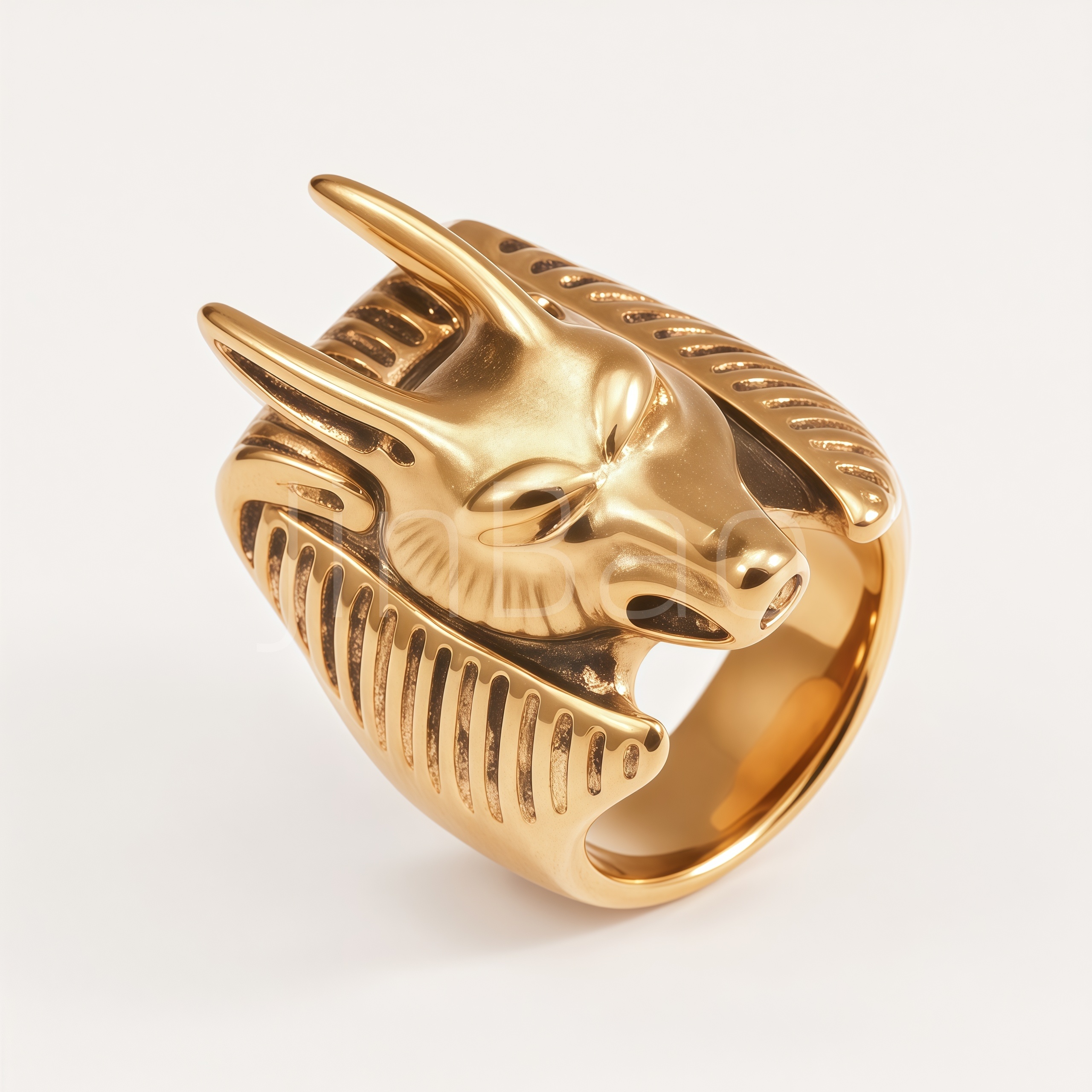 Vintage Egyptian God Anubis Stainless Steel Men Ring | D0491
