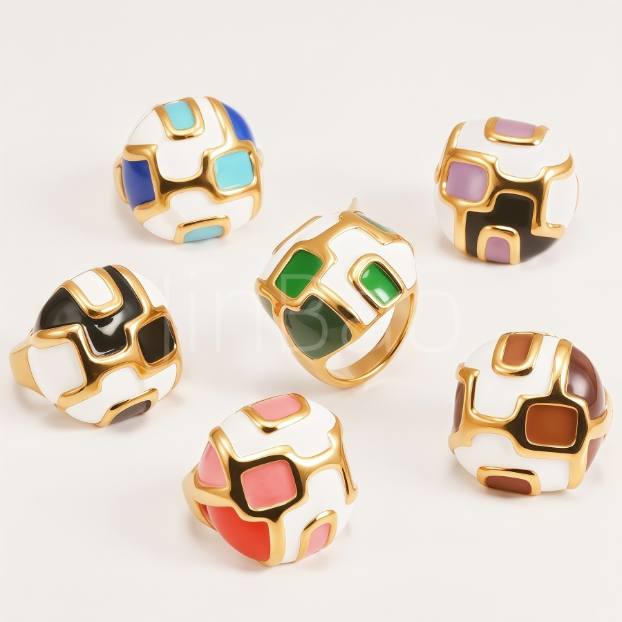Women Chunky Dome Statement Ring Set | E00571