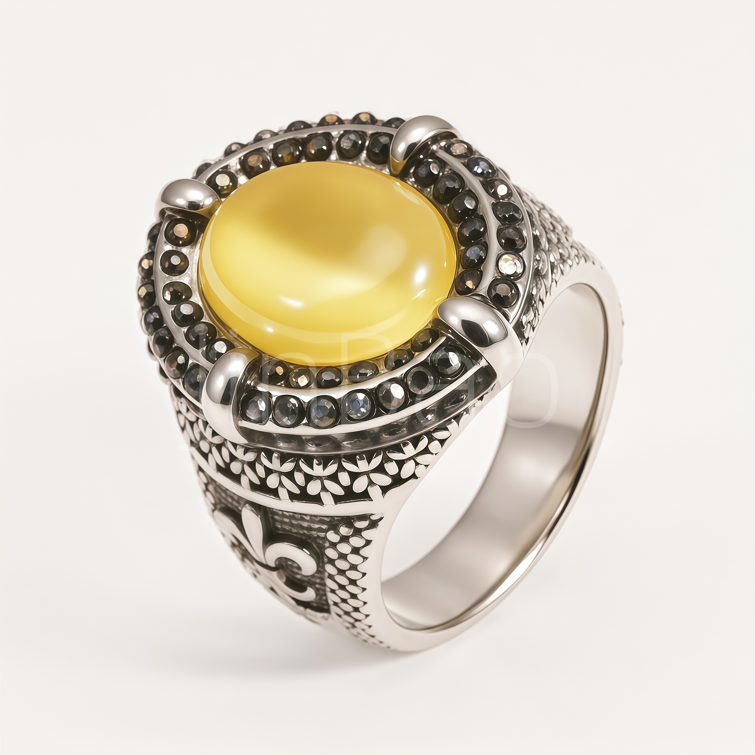 Retro Antiqued Floral Engraved Men Ring | B182