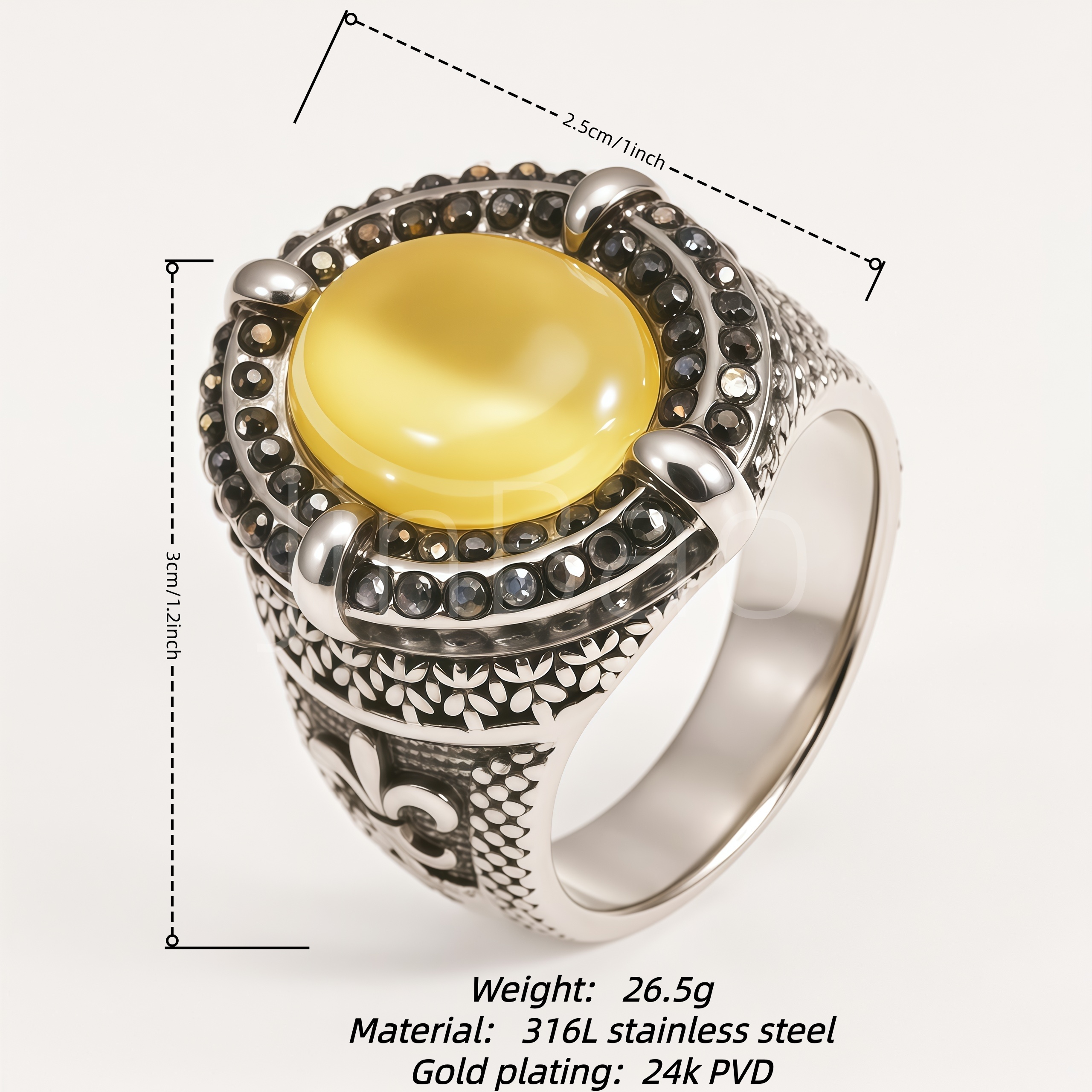 Retro Antiqued Floral Engraved Men Ring | B182