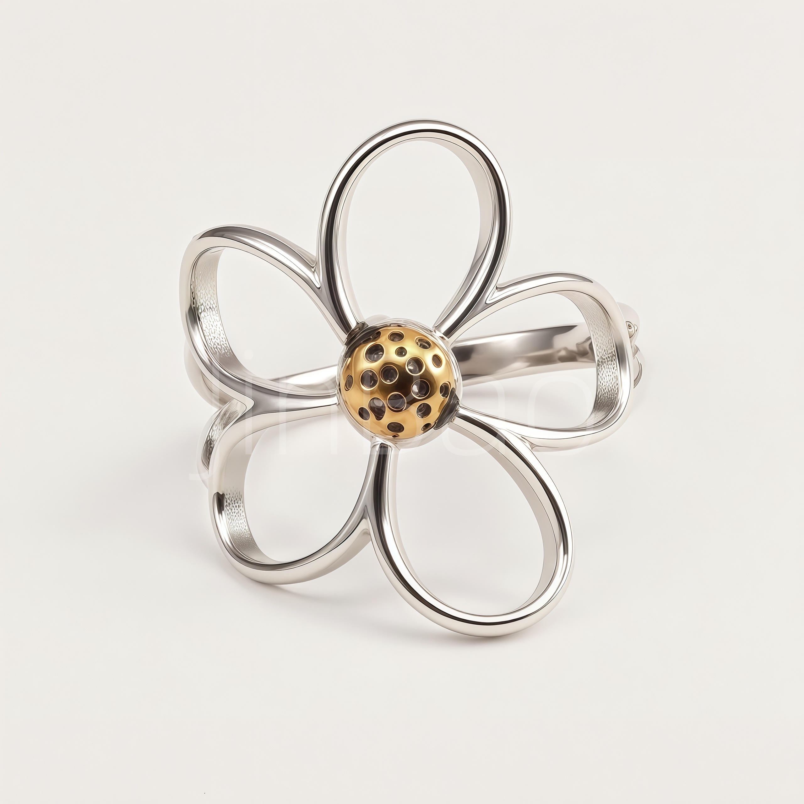 Stainless Steel Lucky Floral Statement Ring for Women | N002718