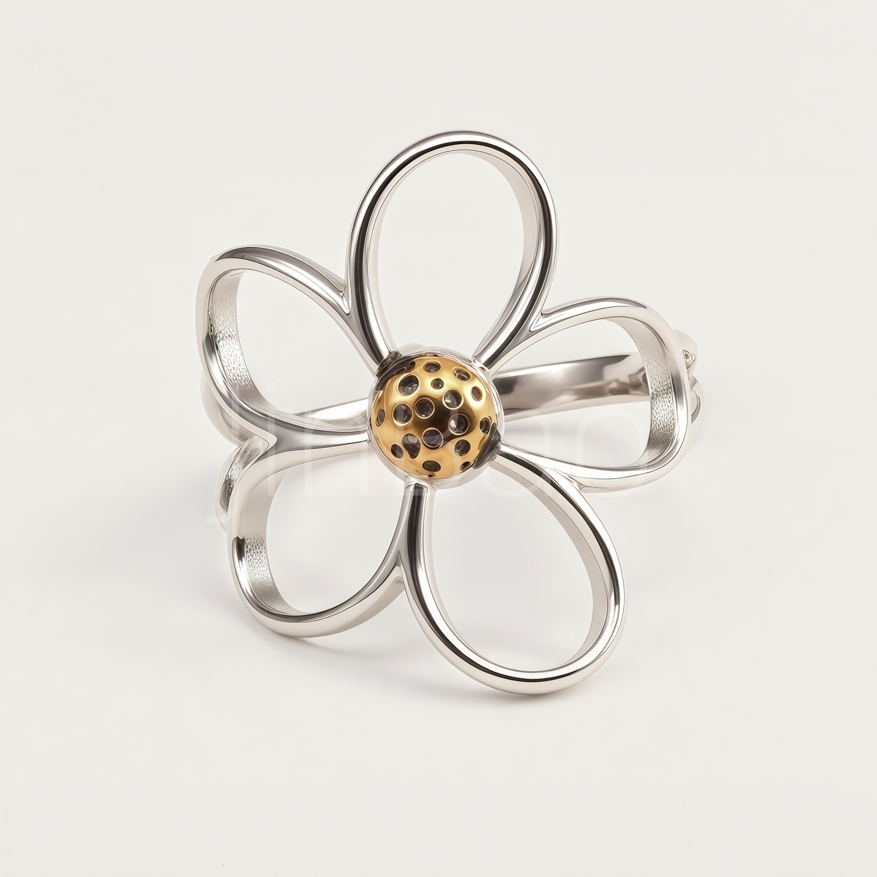 Stainless Steel Lucky Floral Statement Ring for Women | N002718
