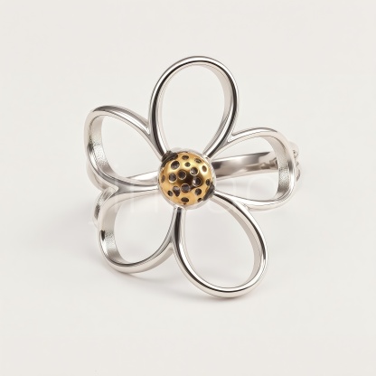 Stainless Steel Lucky Floral Statement Ring for Women | N002718