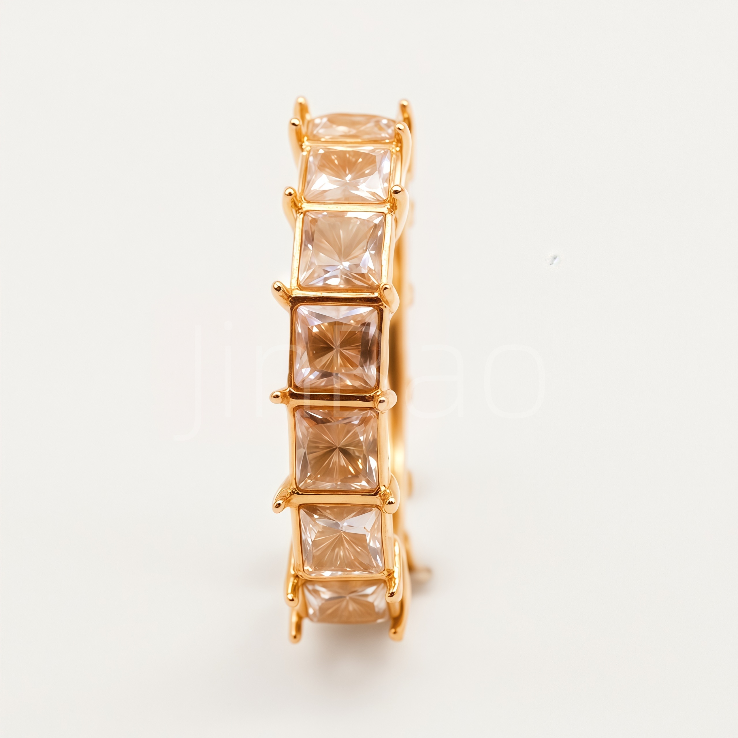 Princess Cut Champagne CZ Full Eternity Women's Ring | E0048