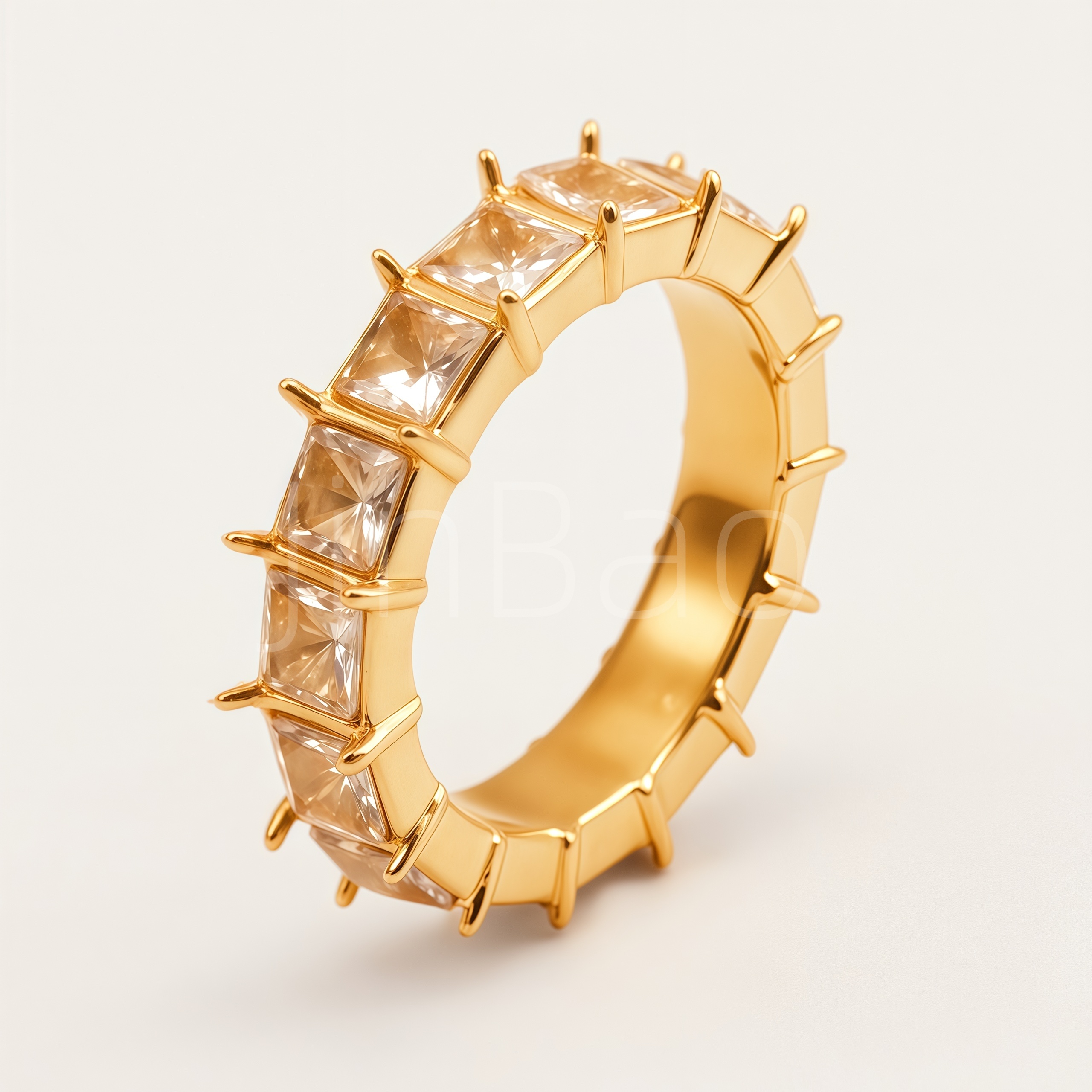 Princess Cut Champagne CZ Full Eternity Women's Ring | E0048