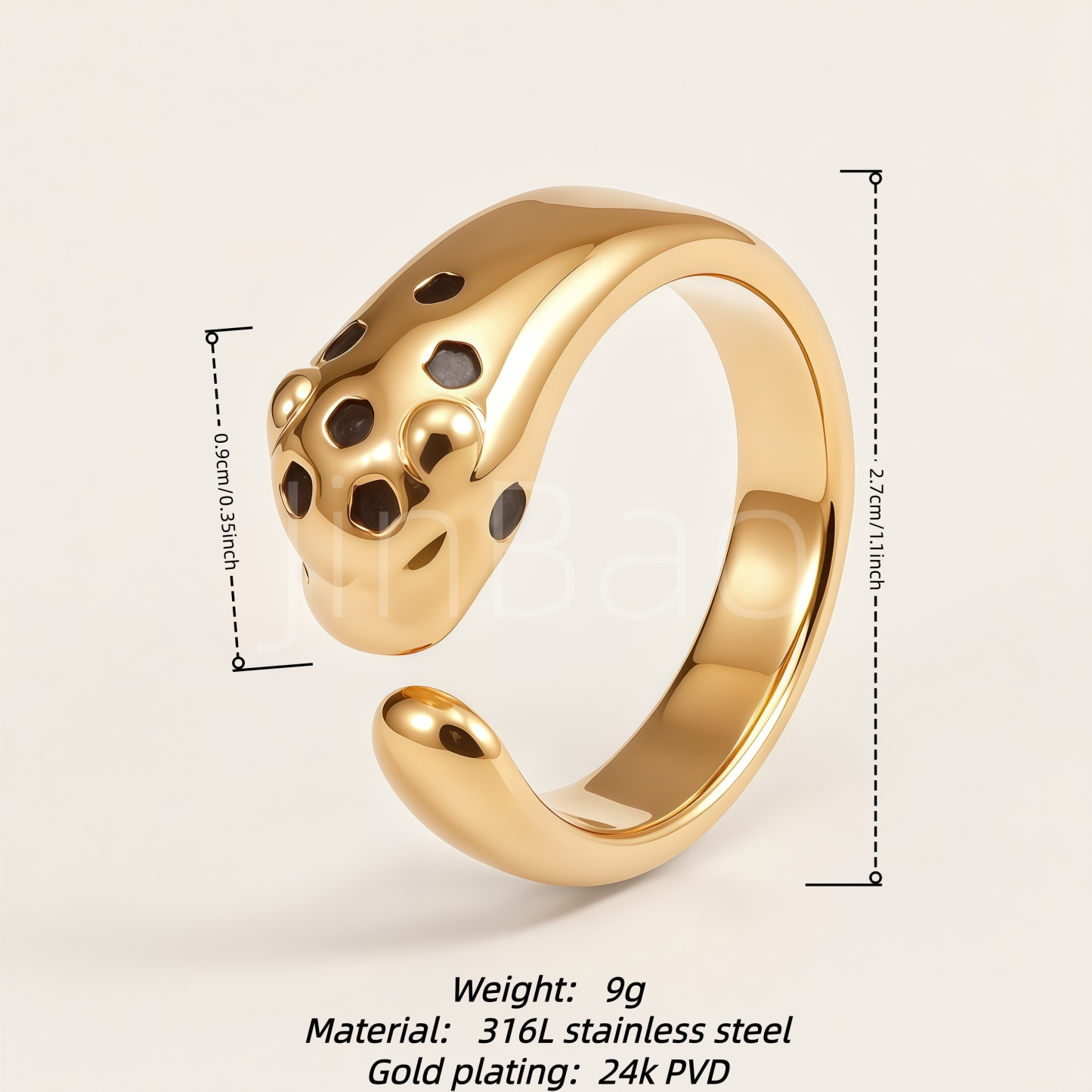 Stainless Steel Wild Panther Animal Statement Ring for Women | N002711