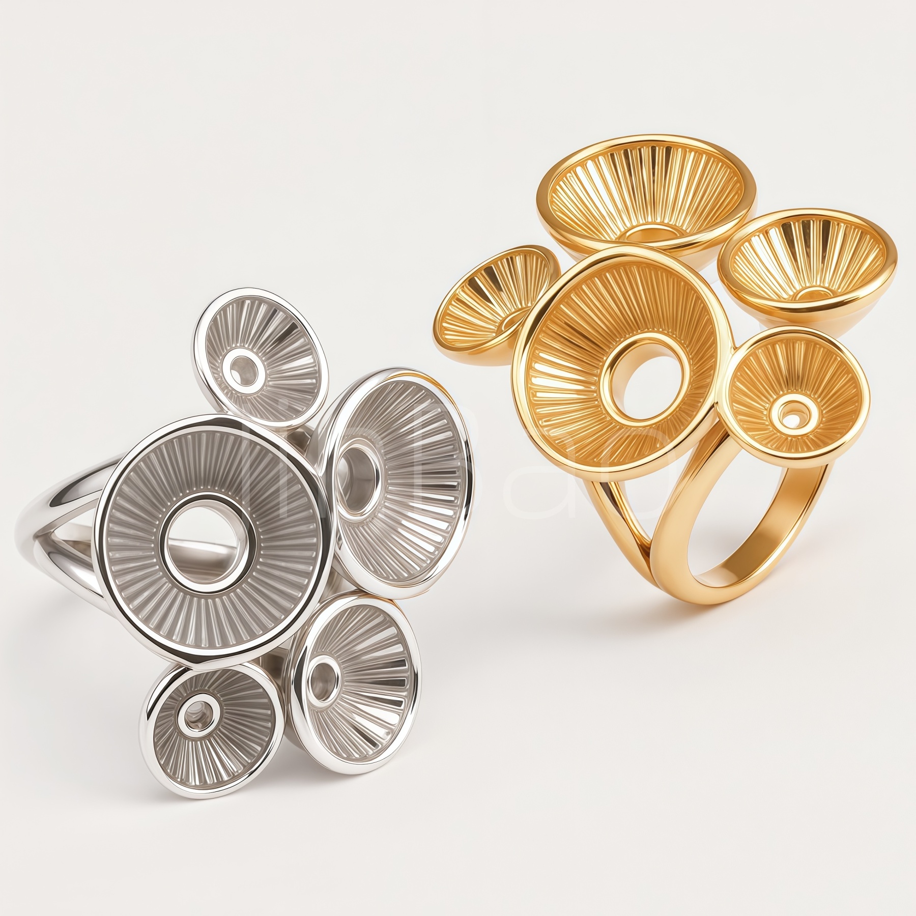 Multi‑Layer Hollow Radial Disc Floral Women's Ring | E00510