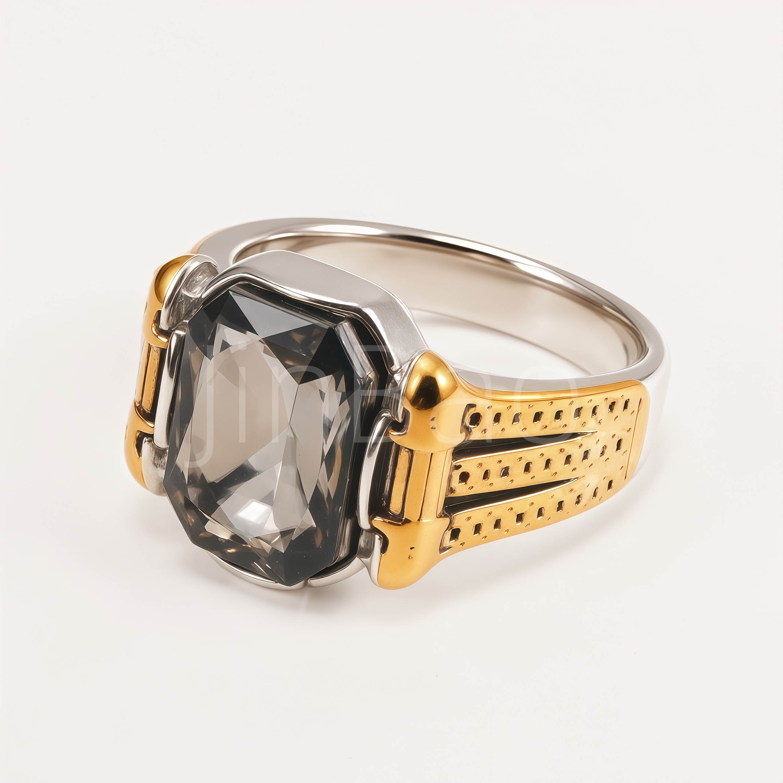 Modern Mechanical Smoky Grey CZ Men Ring | B209