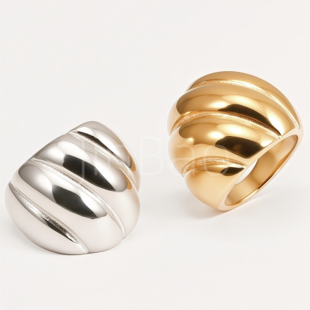 Chunky Dome Diagonal Glitter Groove Women Ring | E00585
