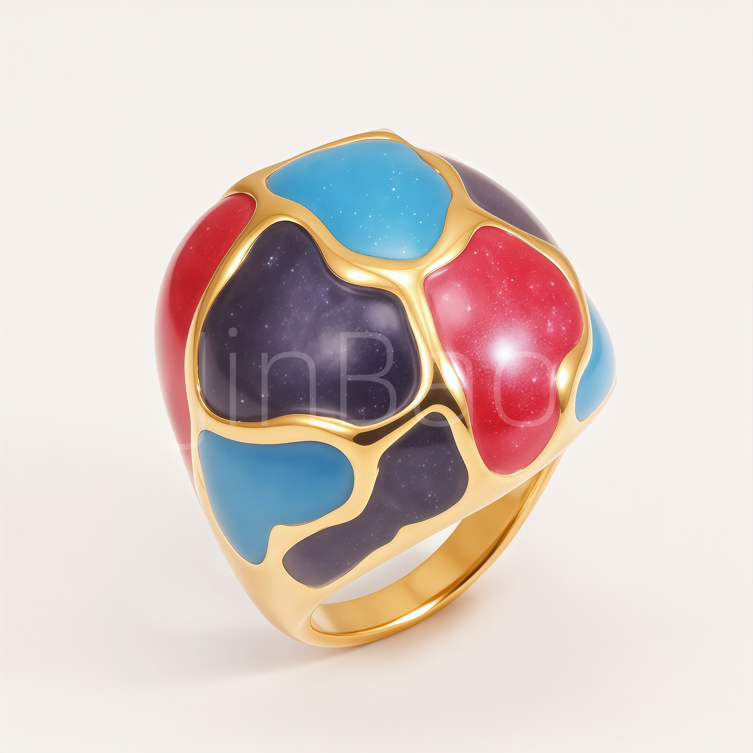 Retro Art Irregular Glitter Enamel Women Ring