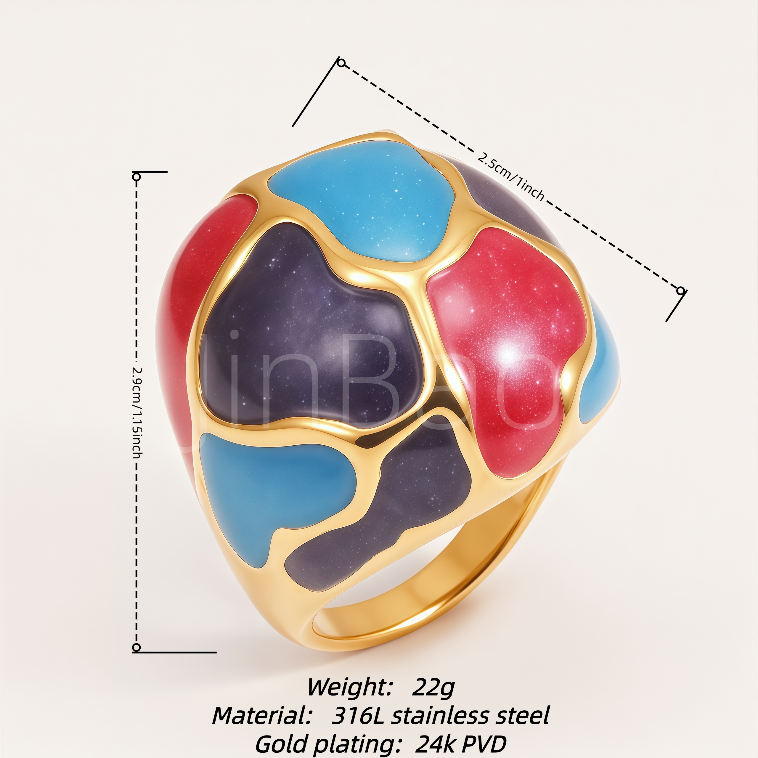 Retro Art Irregular Glitter Enamel Women Ring