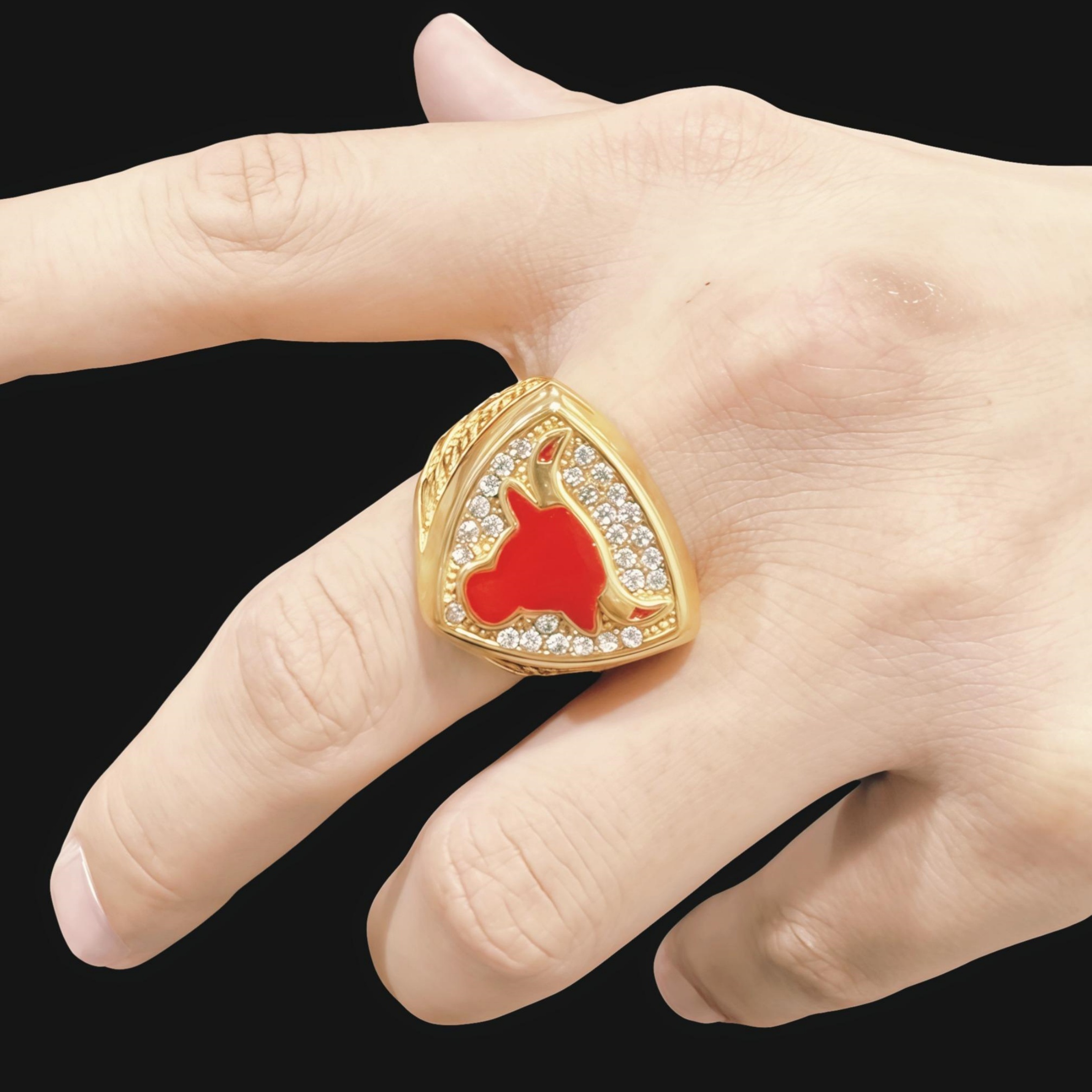 NBA Championship Ring Retro Shining Bull Head Stainless Steel Men's Ring丨K0225J-JinBaoJewerly