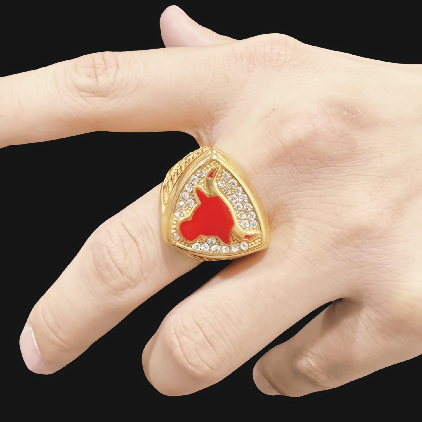 NBA Championship Ring Retro Shining Bull Head Stainless Steel Men's Ring丨K0225J-JinBaoJewerly