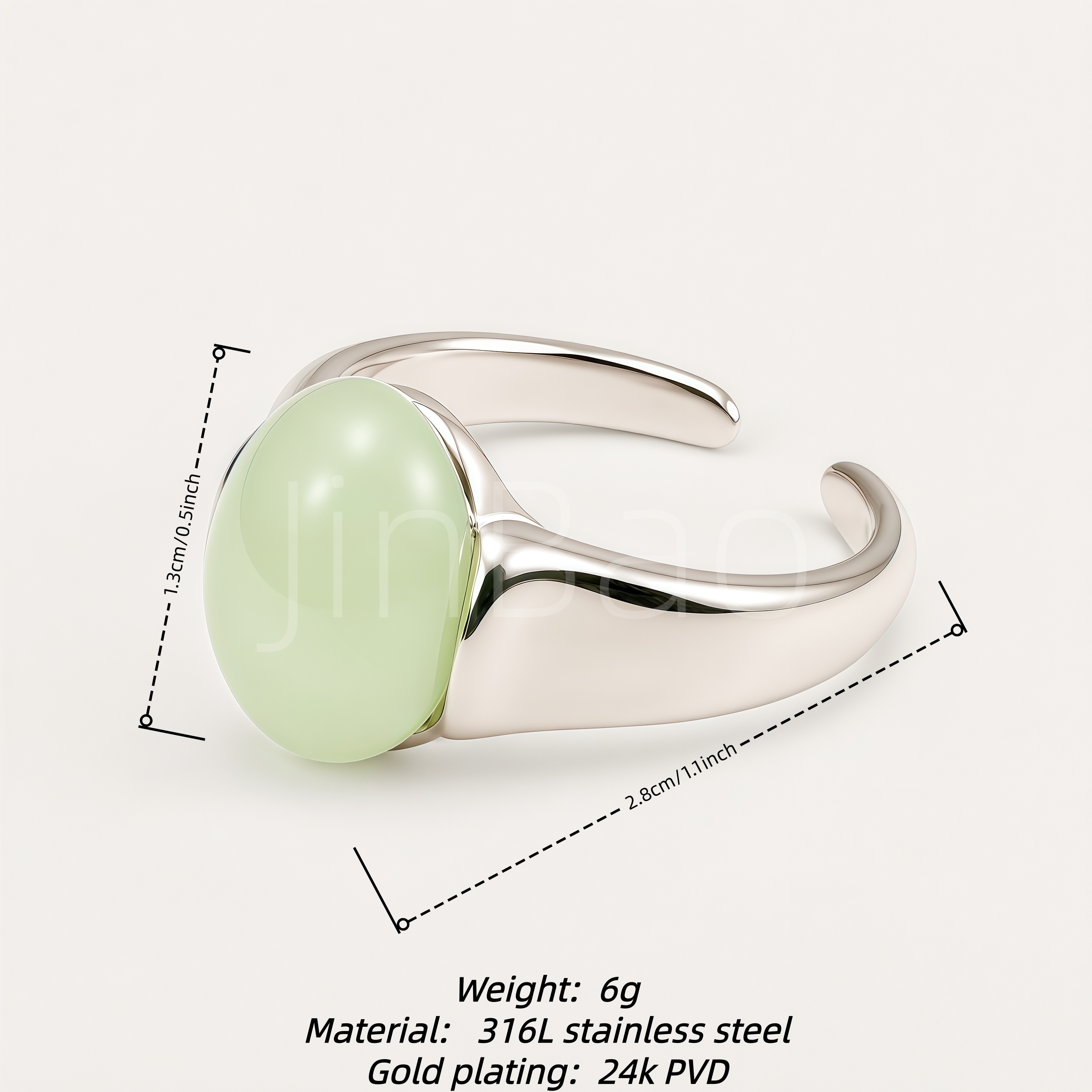 Minimalist Sculptural Green Cat's Eye Women's Ring | E00548