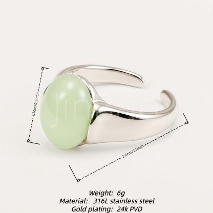 Minimalist Sculptural Green Cat's Eye Women's Ring | E00548