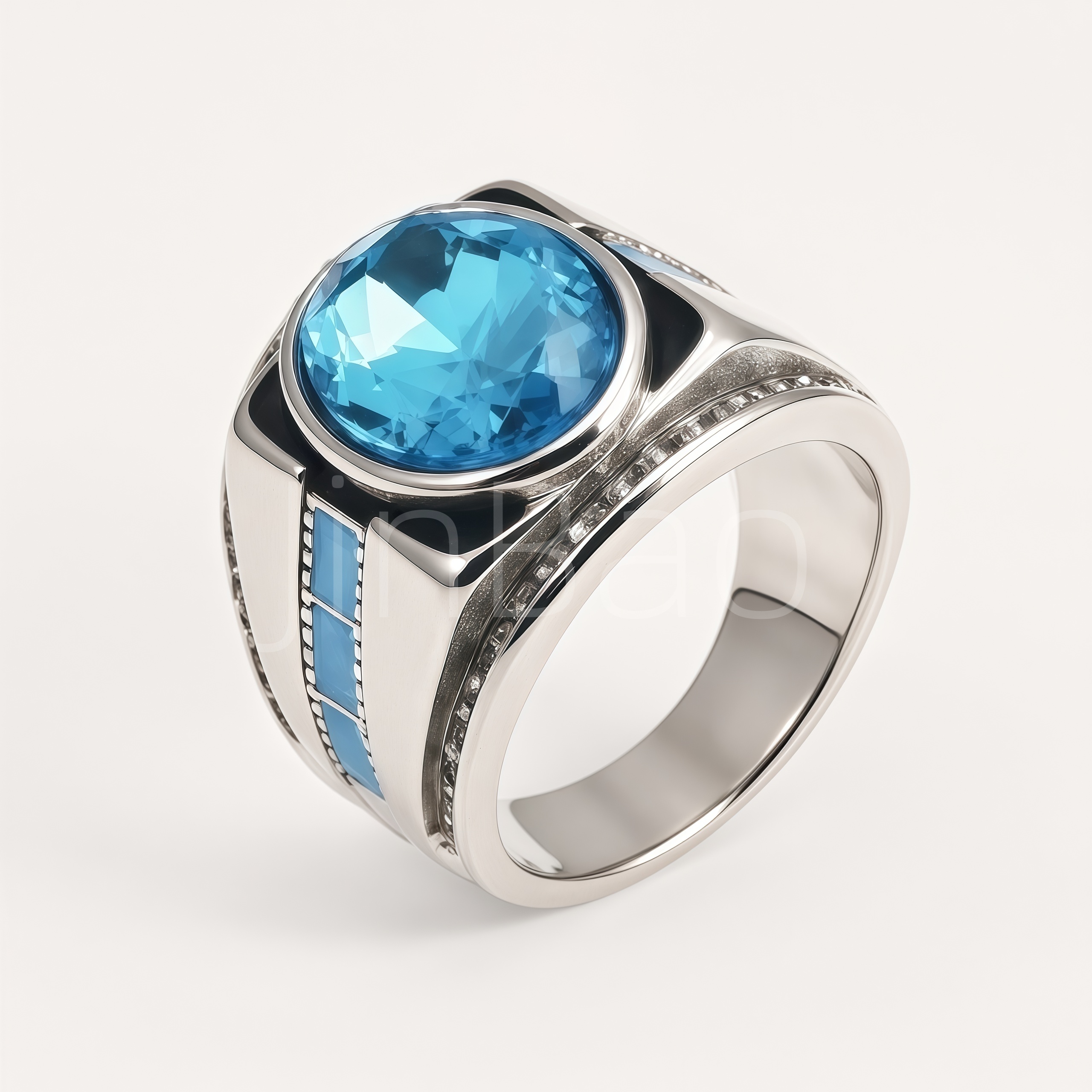 Chunky Modern Geometric Steel Men Ring | B197