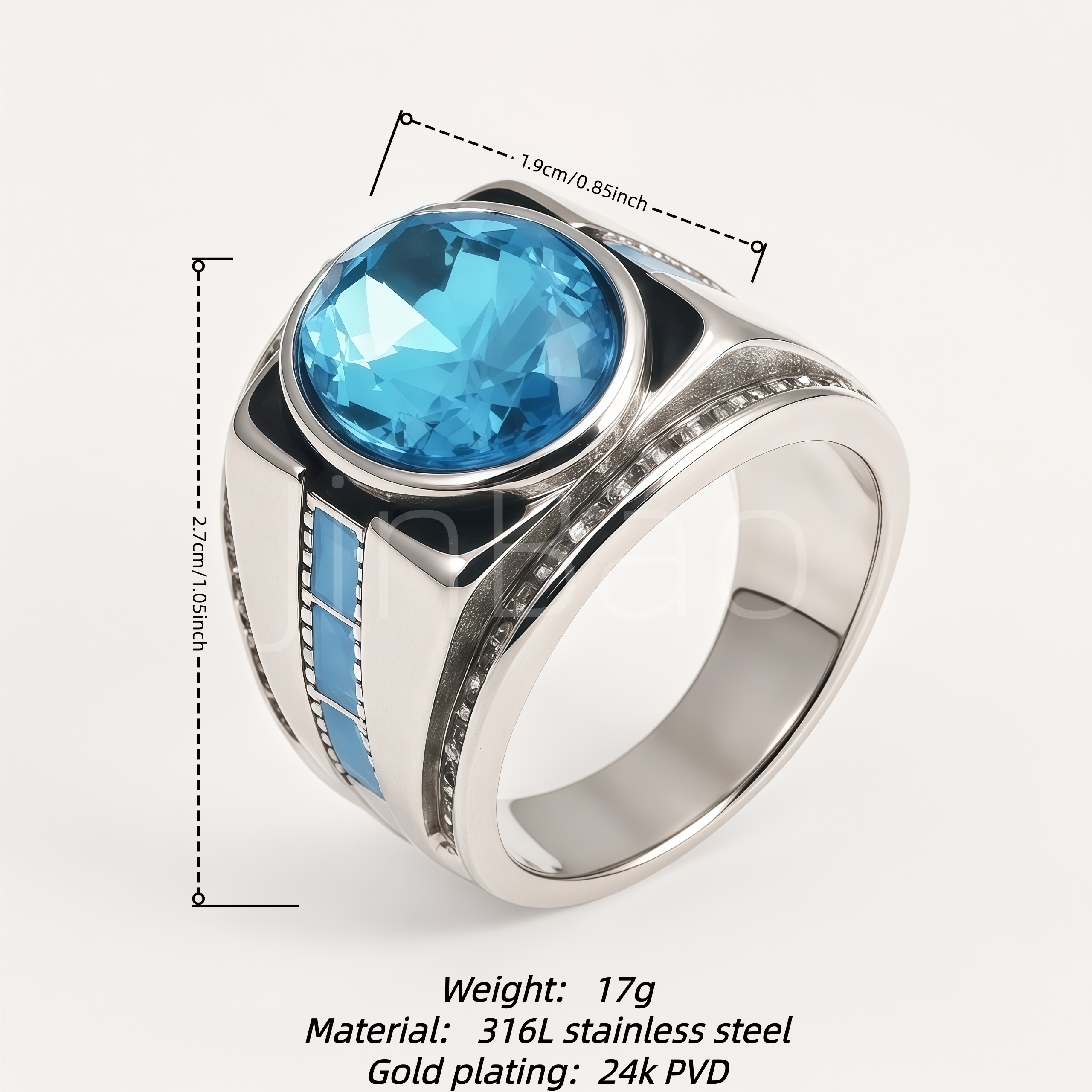 Chunky Modern Geometric Steel Men Ring | B197