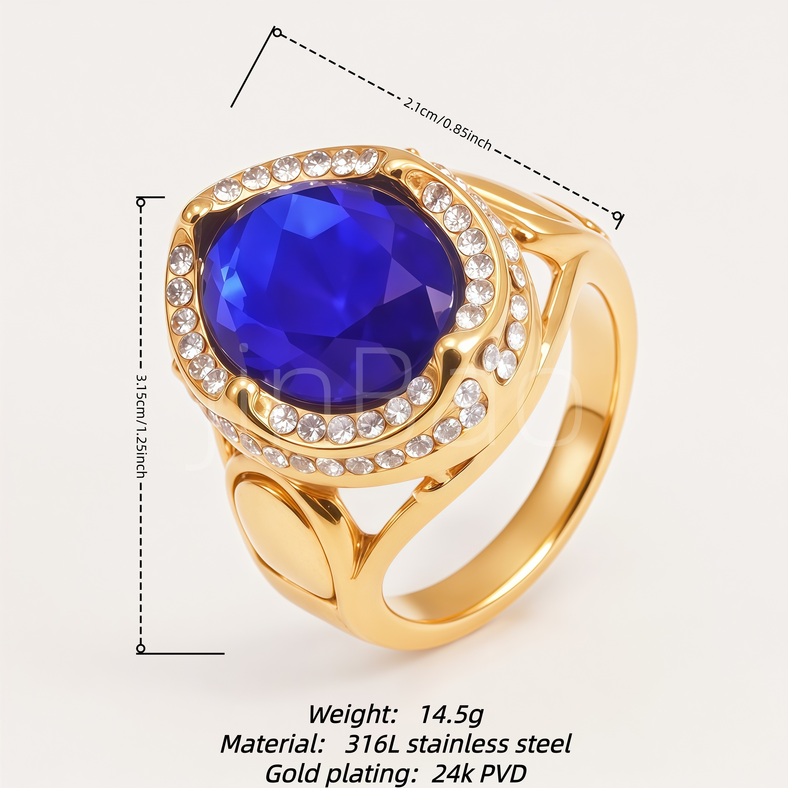 Vintage Blue Gem Stone Men Ring | B259
