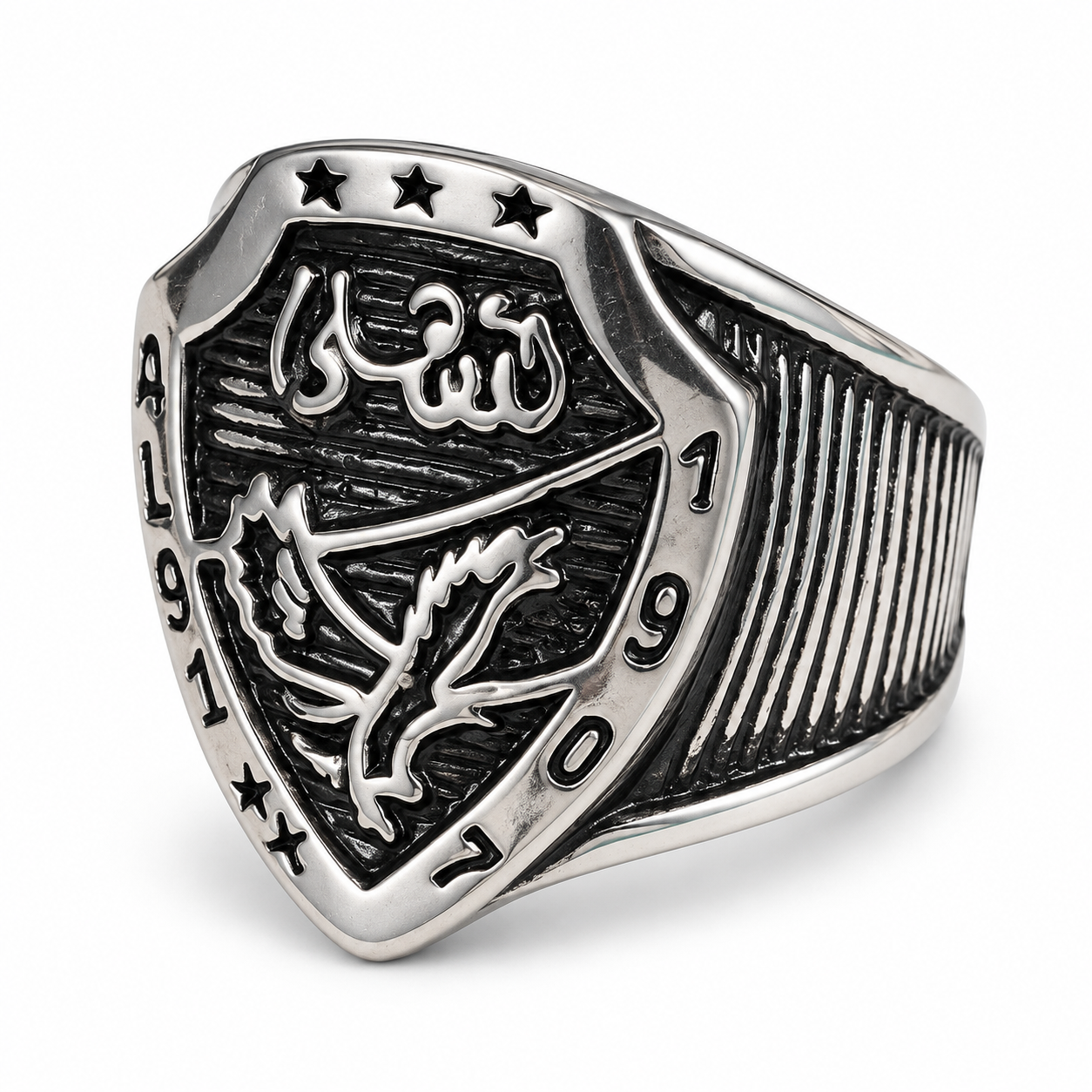 Vintage Shield Crest Silver Signet Ring for Men | 