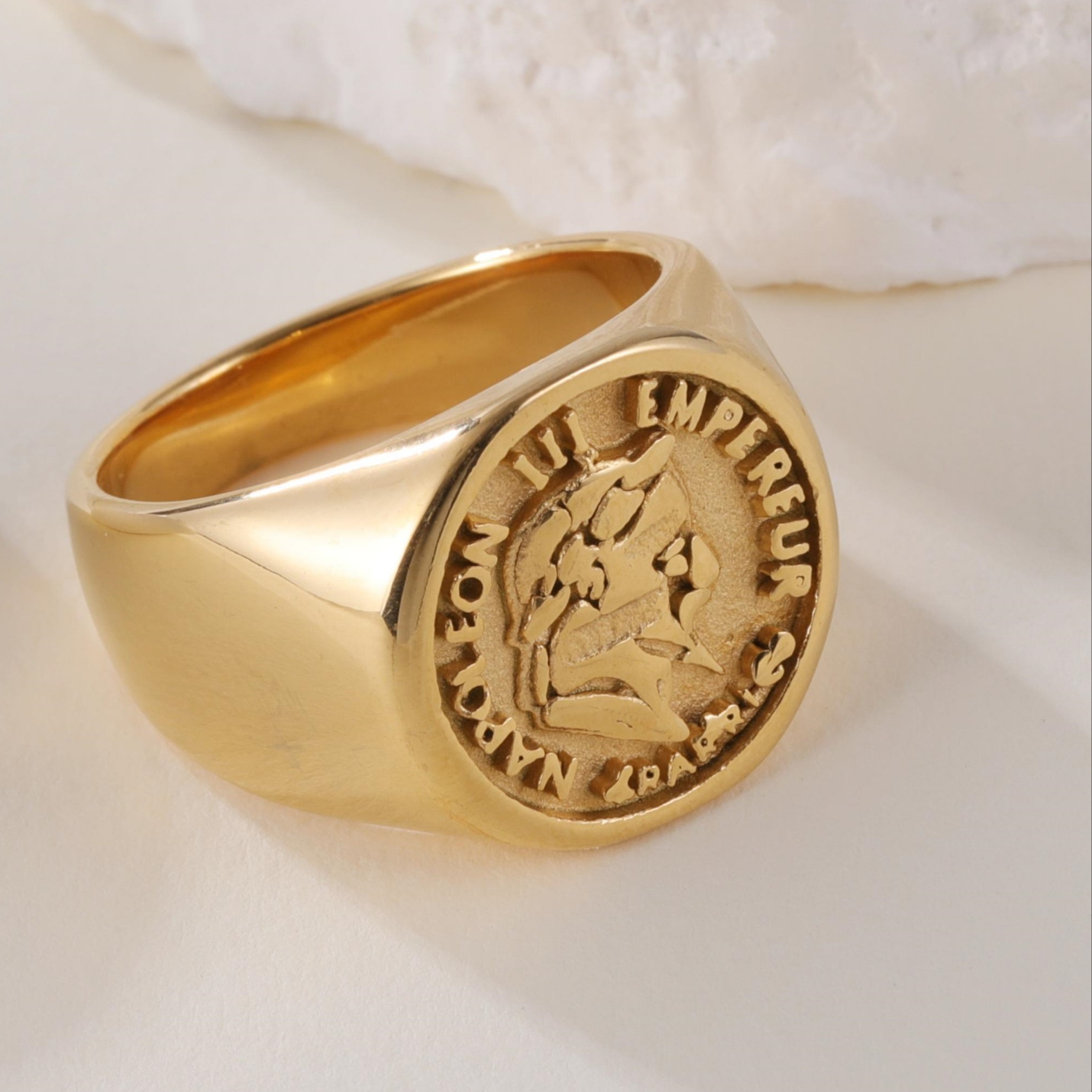 24K PVD Retro Style Napoleon Iii Gold Coin Design Stainless Steel Men's Waterproof Ring丨DZ1192-JinBaoJewerly