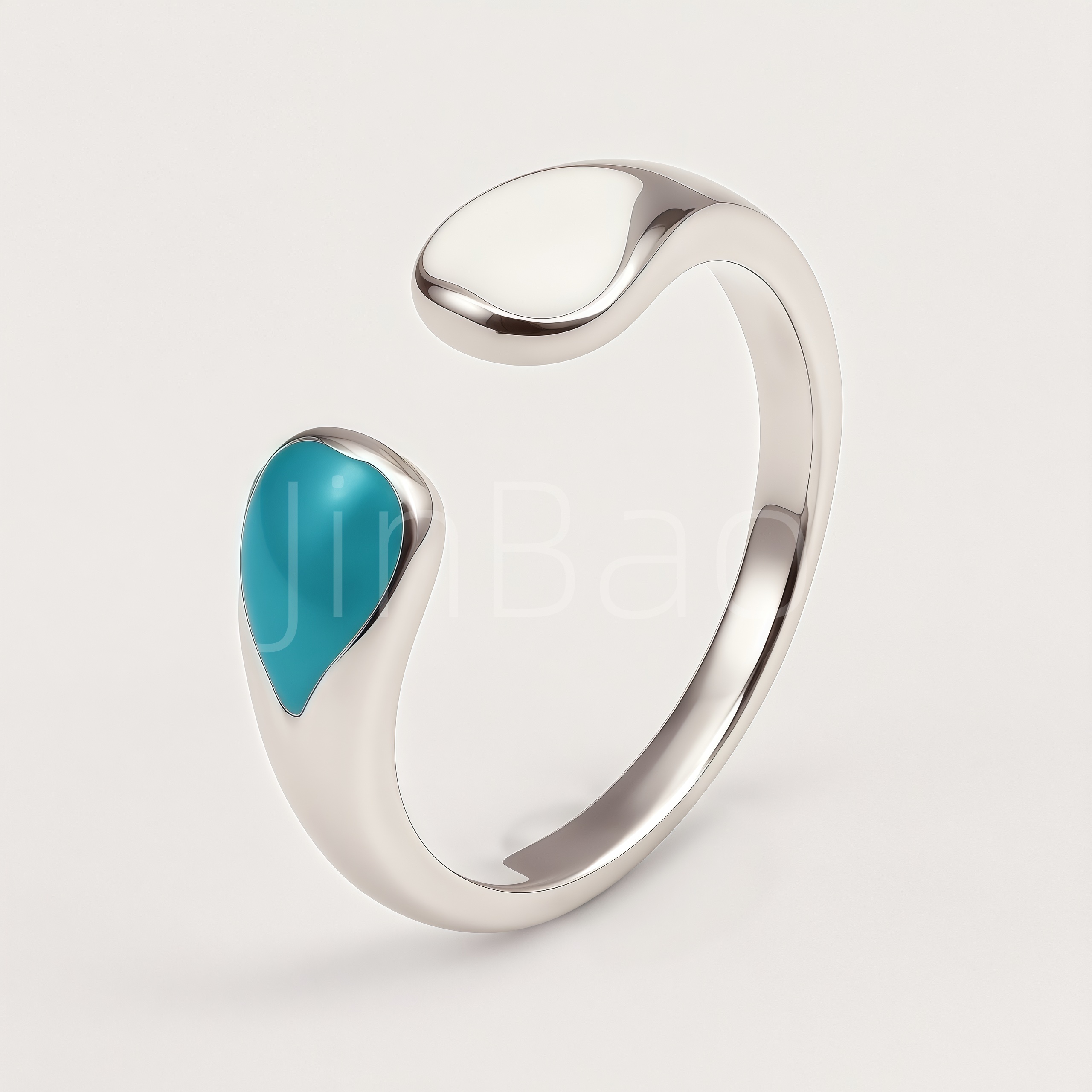 Asymmetric Teardrop Turquoise Enamel Open Adjustable Ring for Women | N00427